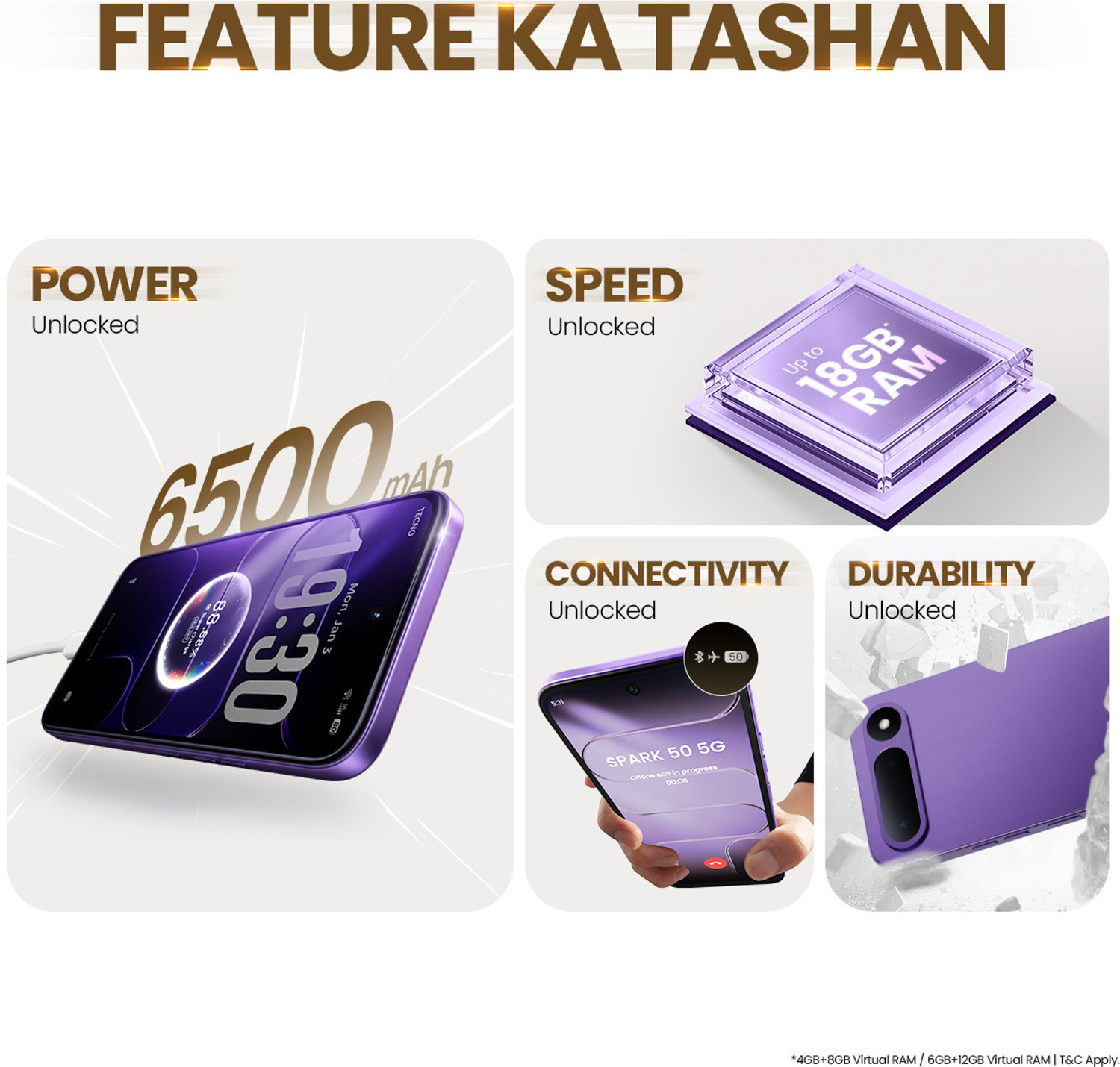 Image of Tecno Spark 50 5G (Fantasy Purple, 128 GB)