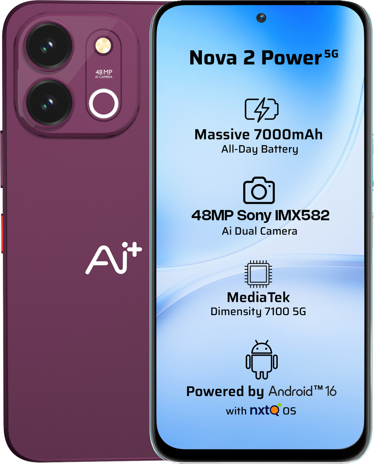 Image of Ai+ Nova 2 Power 5G (Deep Purple, 128 GB)