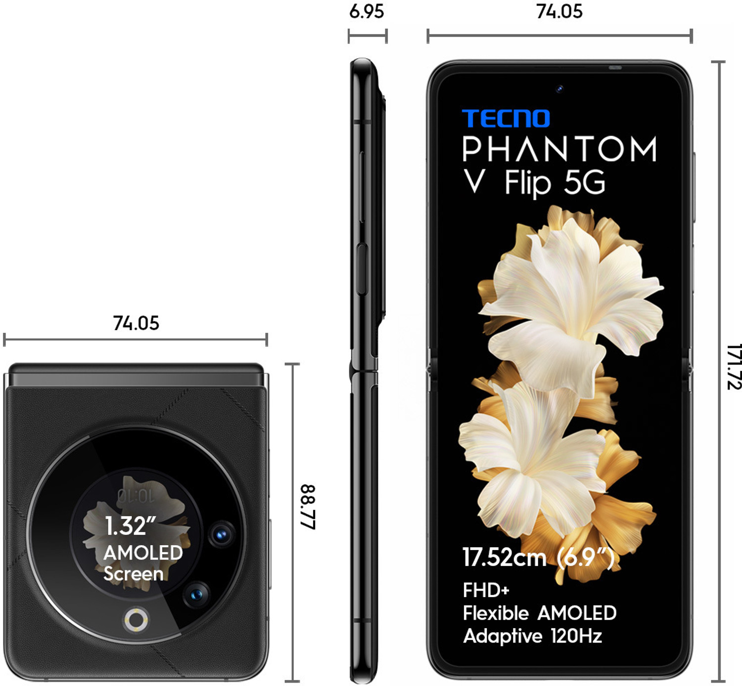Image of Tecno Phantom V Flip 5G (Iconic Black, 256 GB)