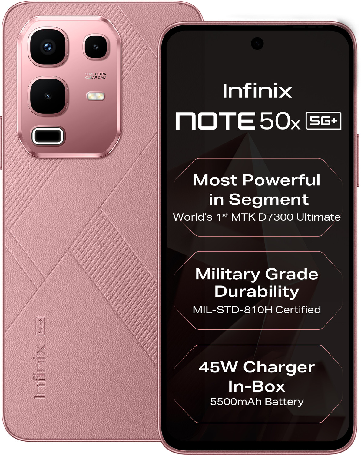 Image of Infinix Note 50x 5G+ 45W Charger In the Box & AI (Sunset Spice Pink, 128 GB)