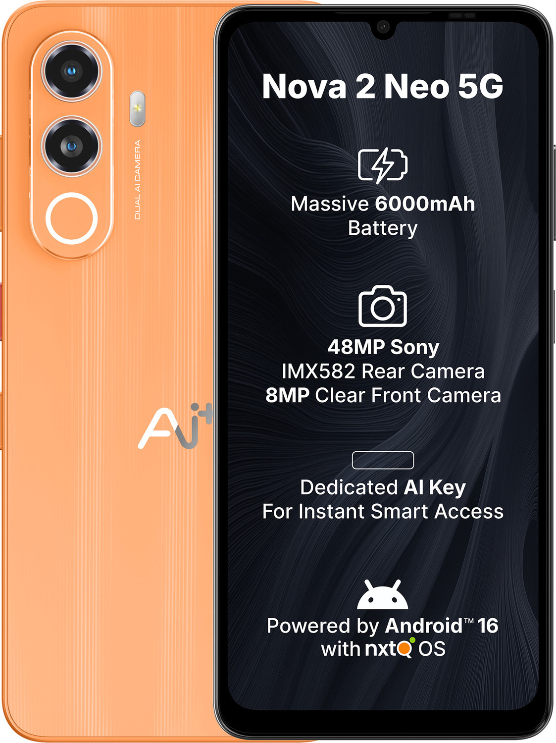 Image of Ai+ Nova 2 Neo 5G (Orange, 128 GB)