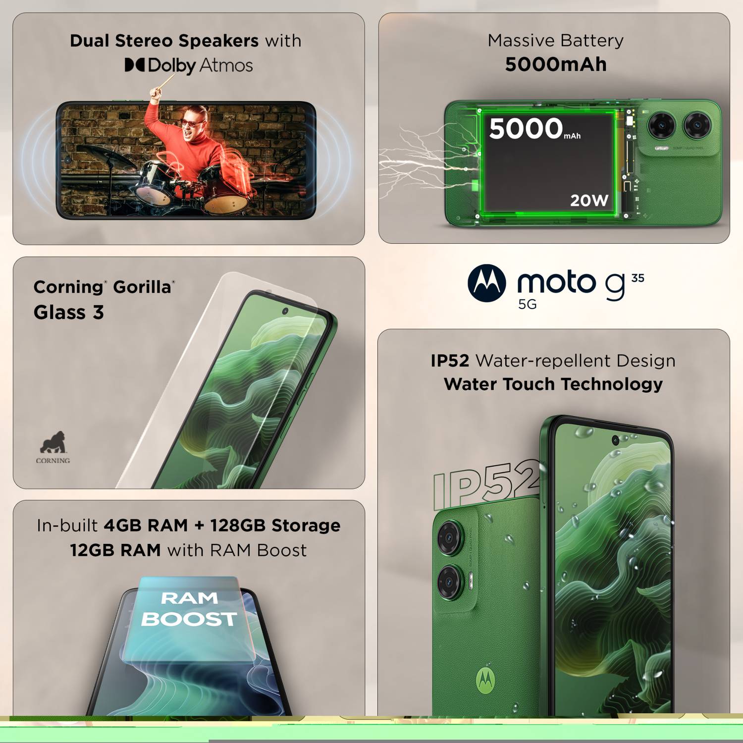 Motorola g35 5G 128GB Leaf Green - Image 5