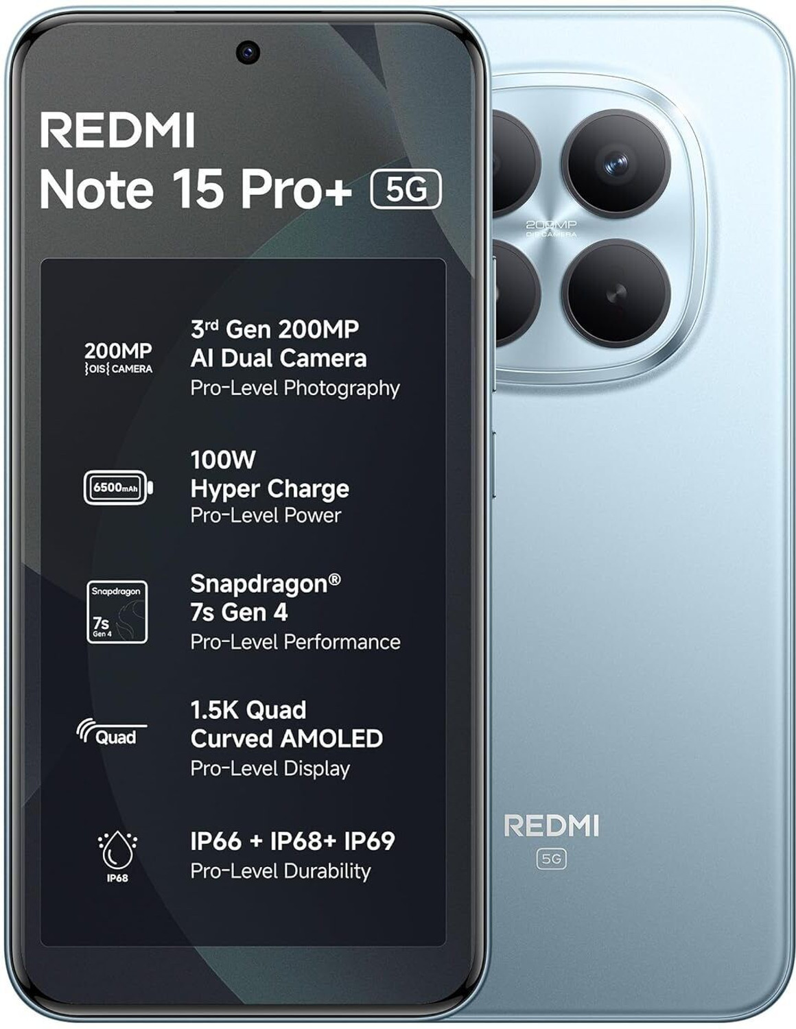 Image of REDMI Note 15 Pro + 5G (Mirage Blue, 512 GB)