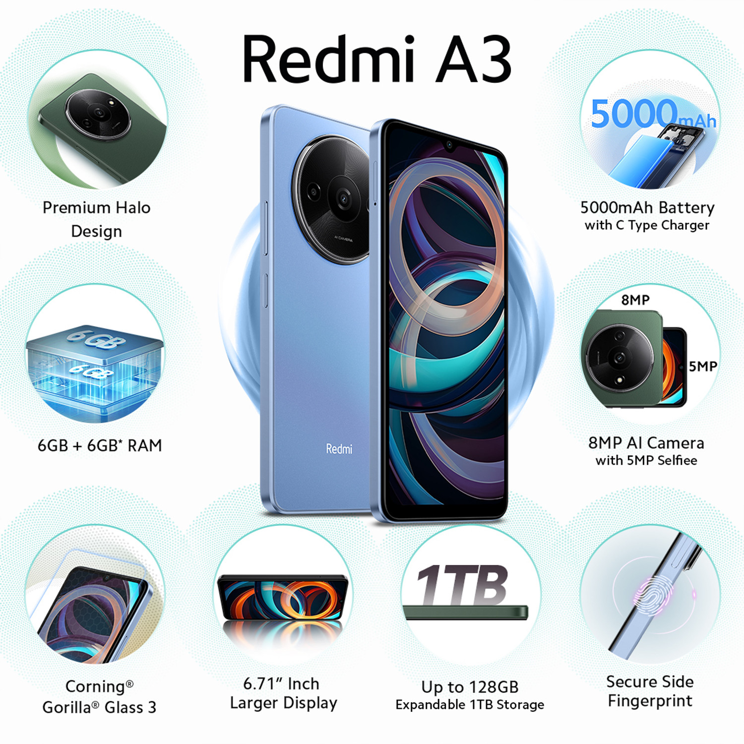 Image of REDMI A3 (Lake Blue, 64 GB)