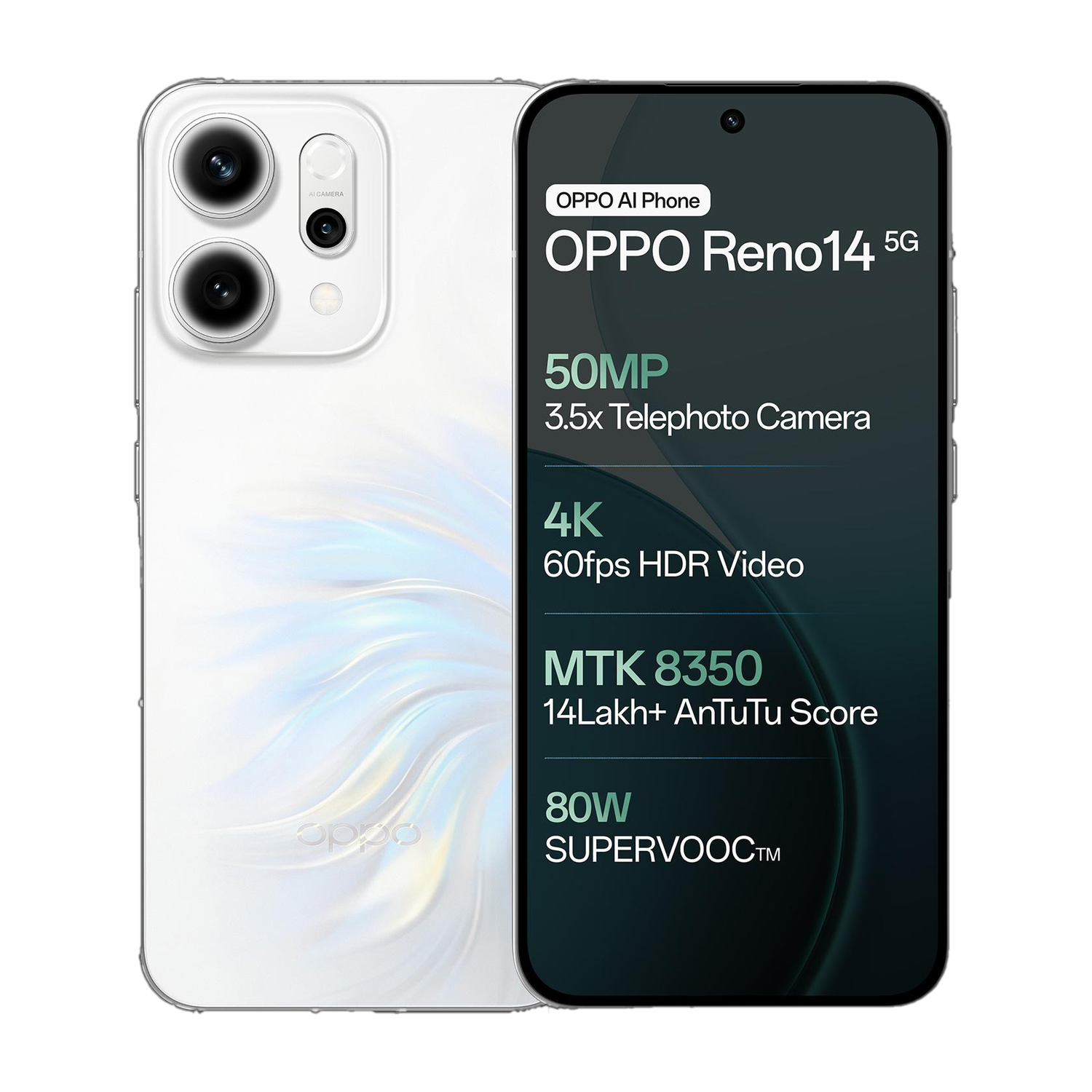 OPPO Reno14 5G 256GB Pearl White - Image 1