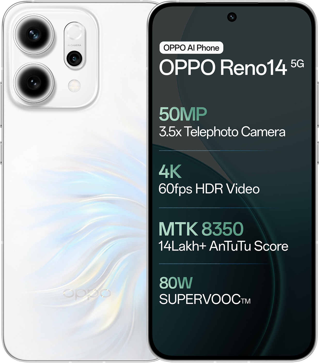 Image of OPPO Reno14 5G (Pearl White, 256 GB)