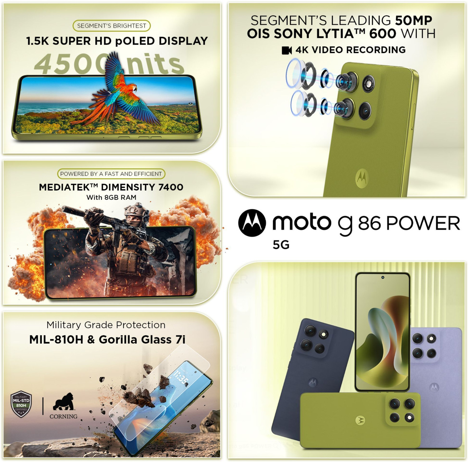 Image of MOTOROLA G86 Power 5G (Pantone Golden Cypress, 128 GB)