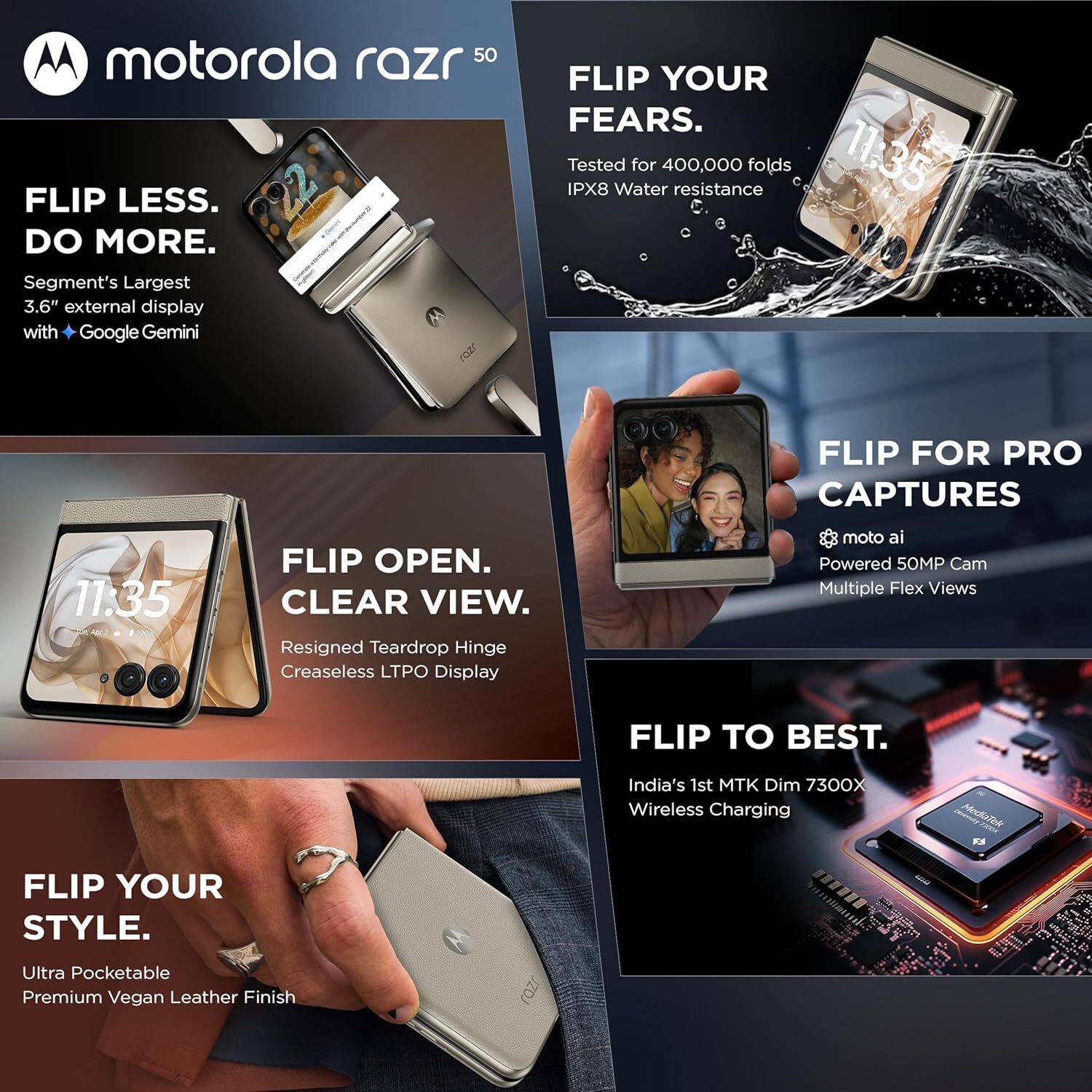 MOTOROLA Razr 50 (Beach Sand, 256 GB) - Image 4