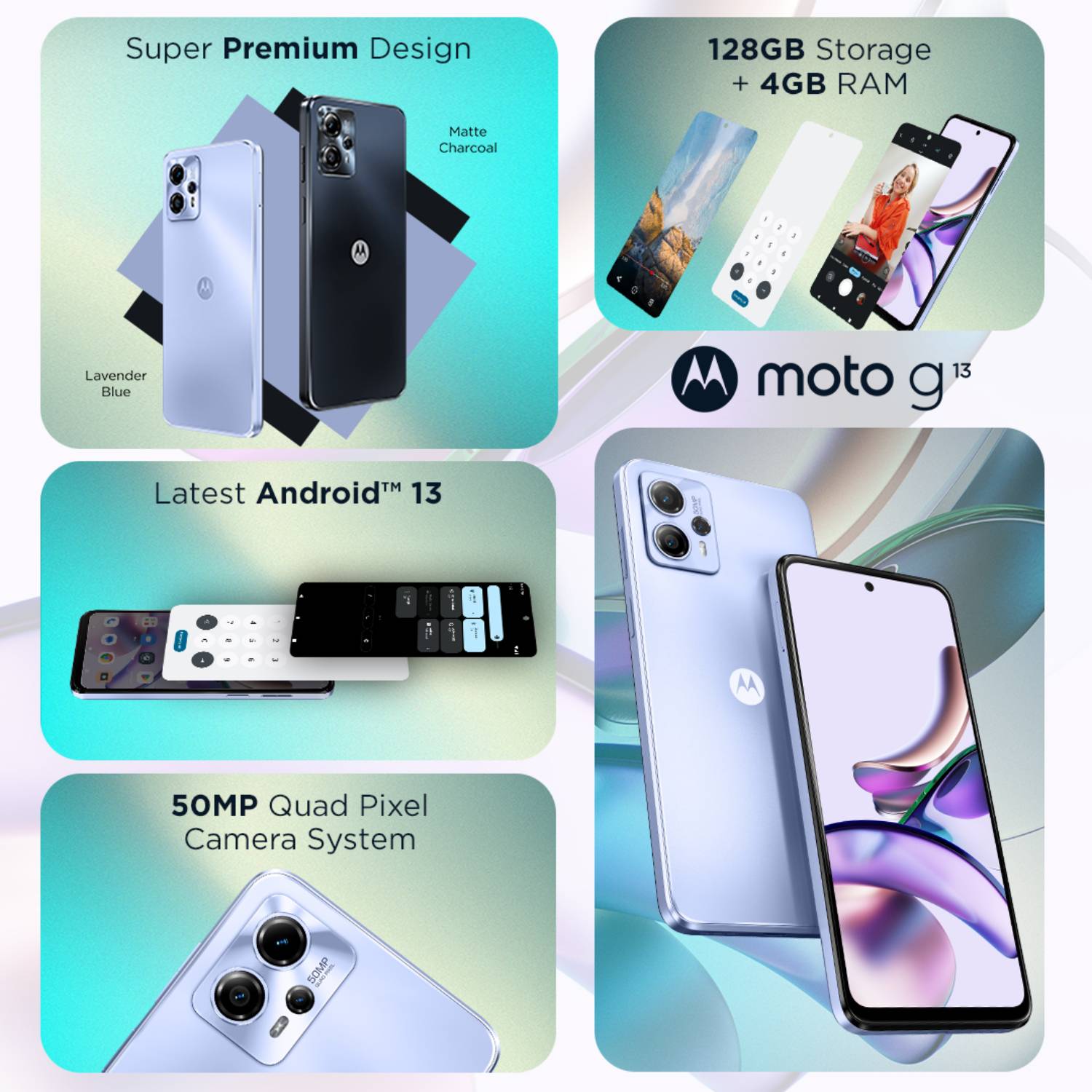 Motorola Moto G13 Dual Sim 128GB ブルー ラベンダー (4GB RAM