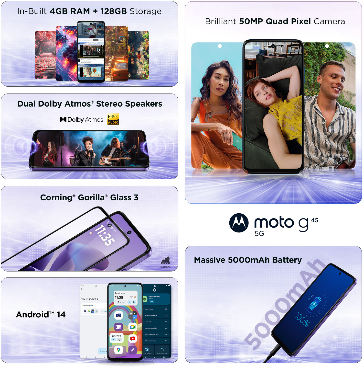 Image of Motorola g45 5G (Pantone Dahlia Purple, 128 GB)