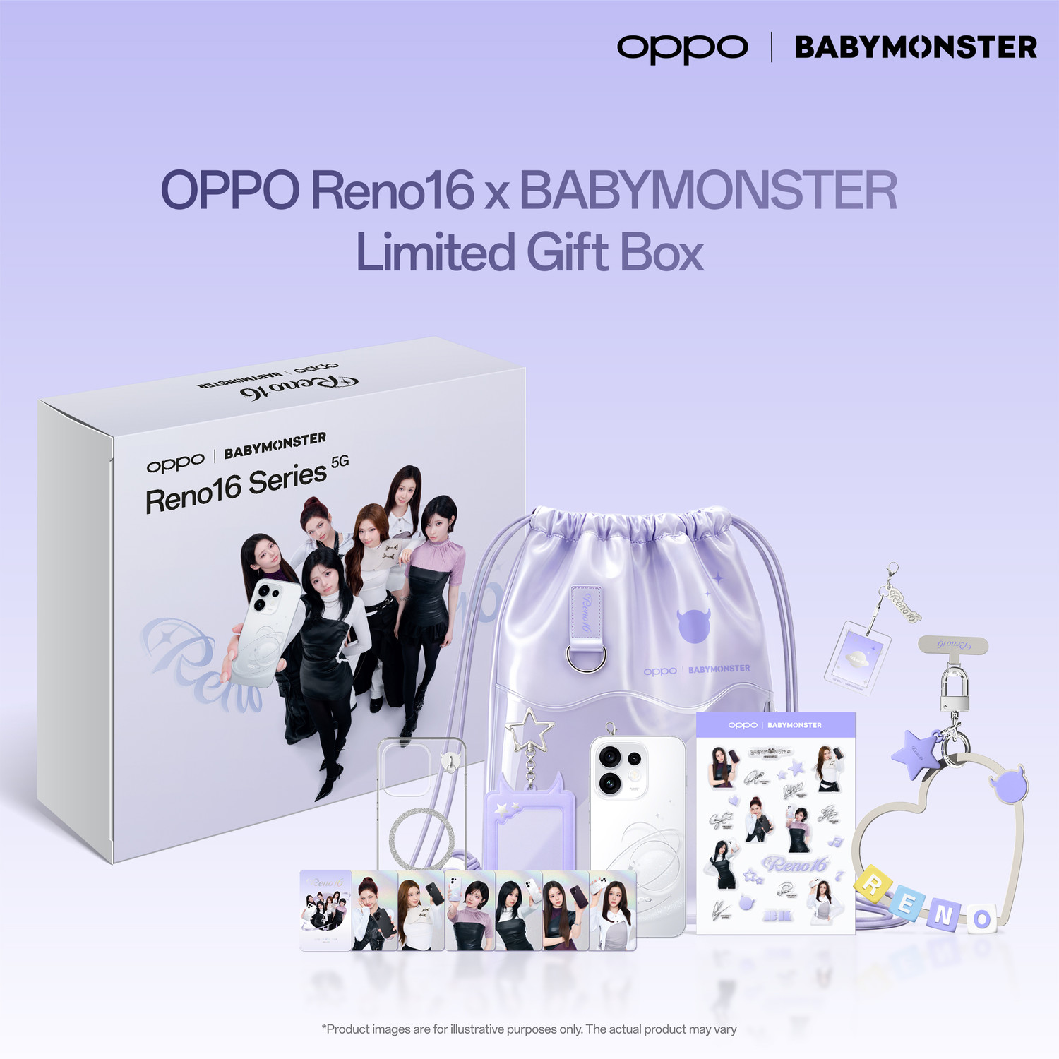 Image of OPPO Reno16 5G (Starry White (BABYMONSTER Limited Gift Box), 256 GB)