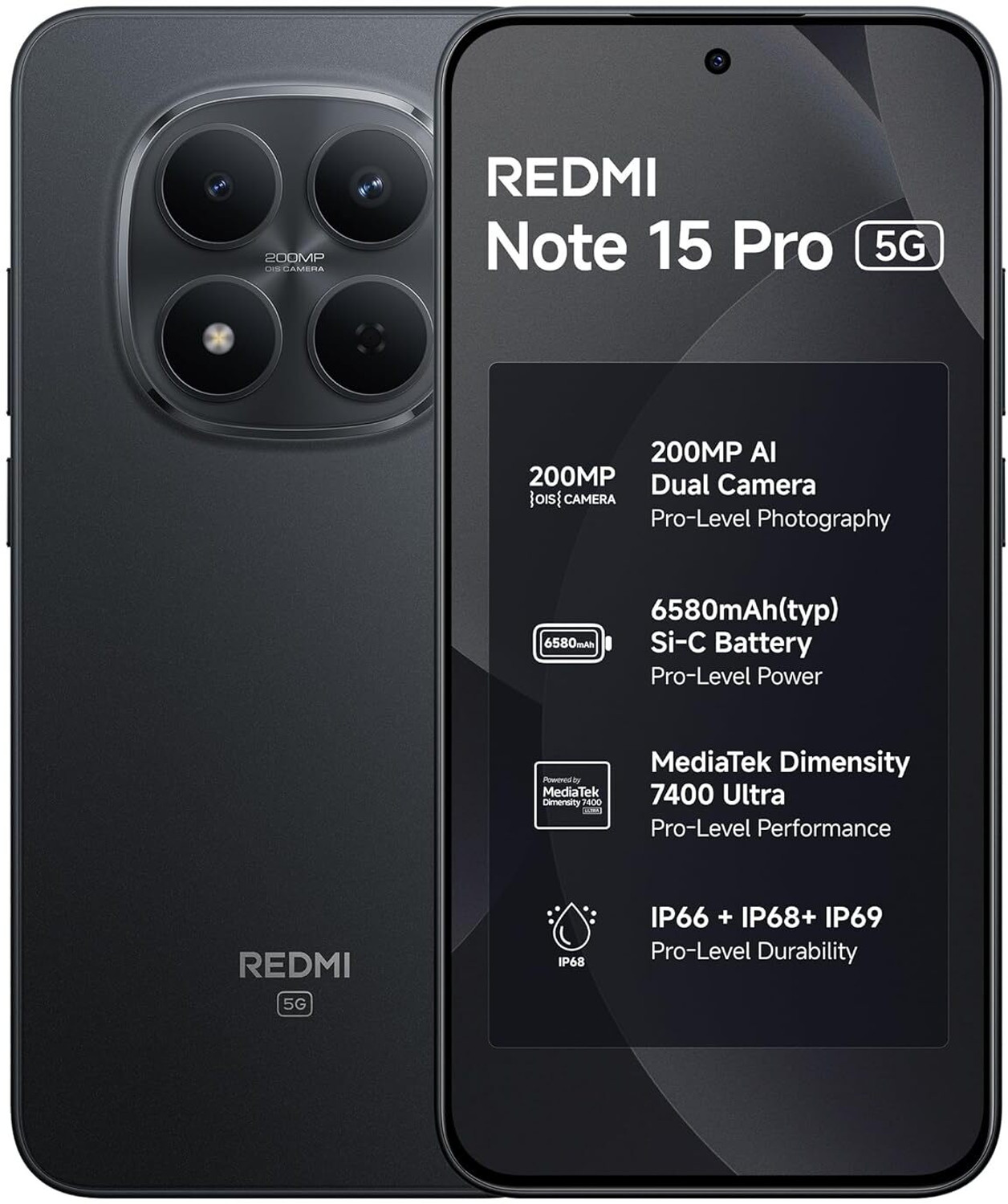 Image of REDMI Note 15 Pro 5G (Carbon Black, 128 GB)