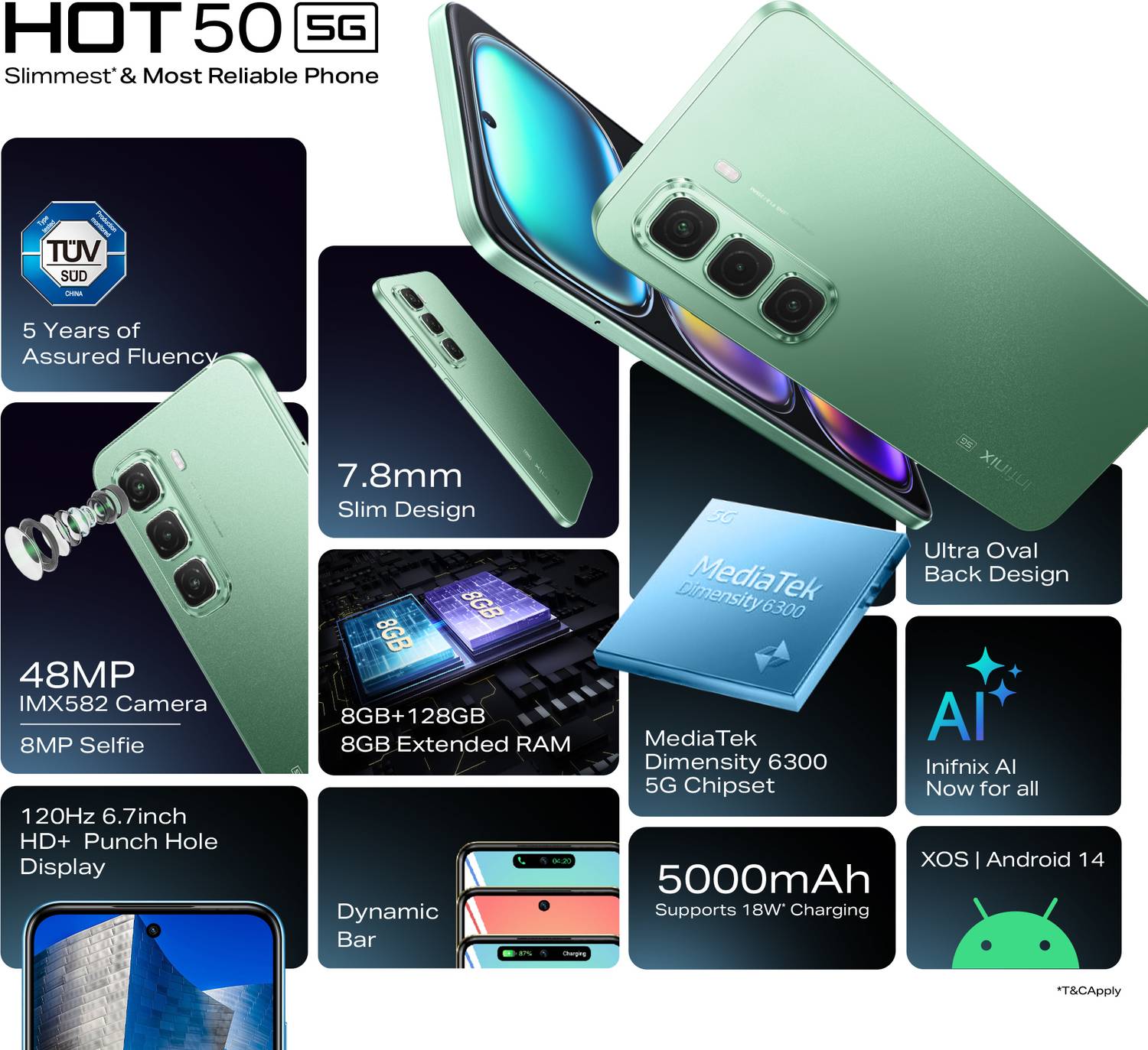 Infinix Hot 50 5G 128GB Sage Green - Image 4