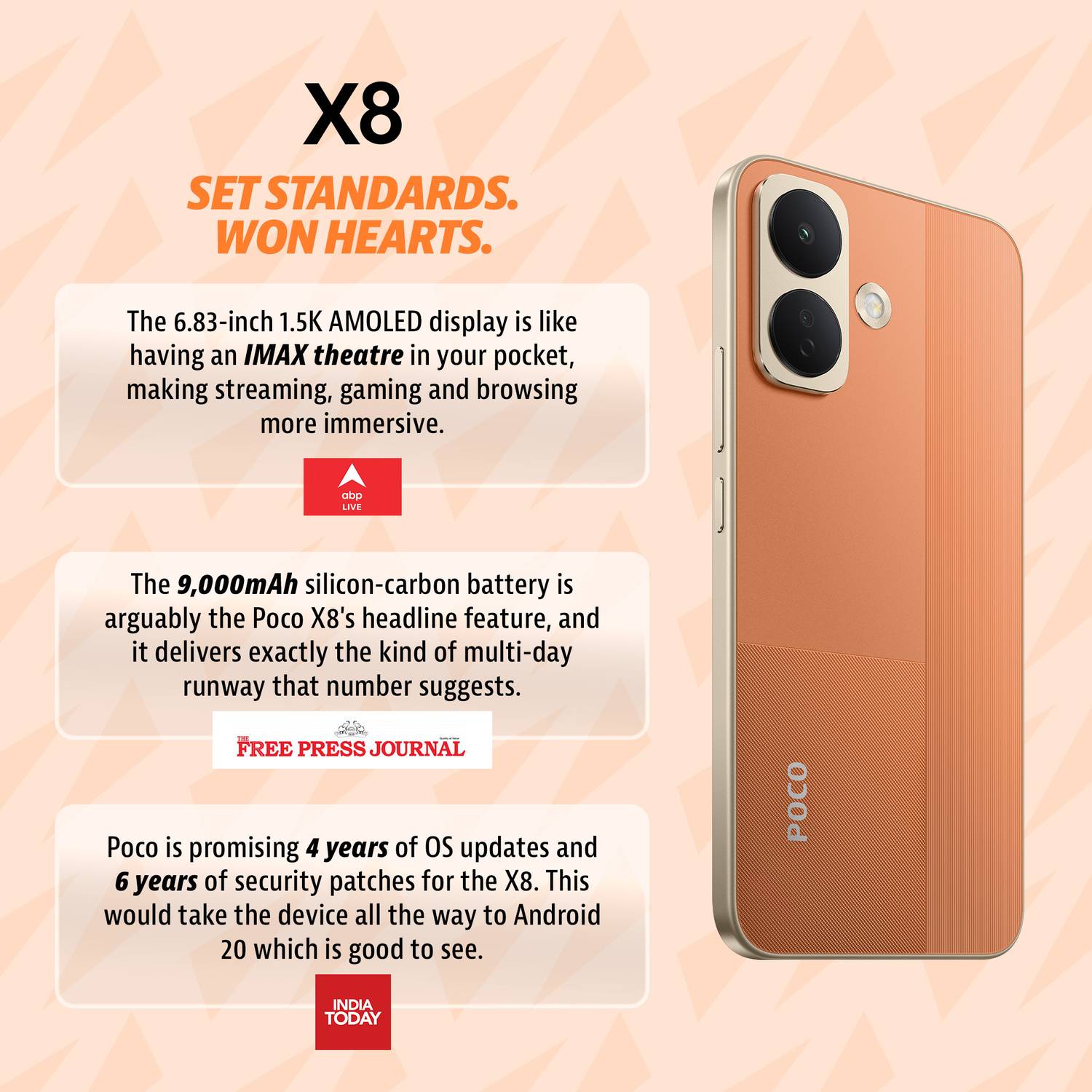 POCO X8 5G Fiery Orange 128 GB - Image 4