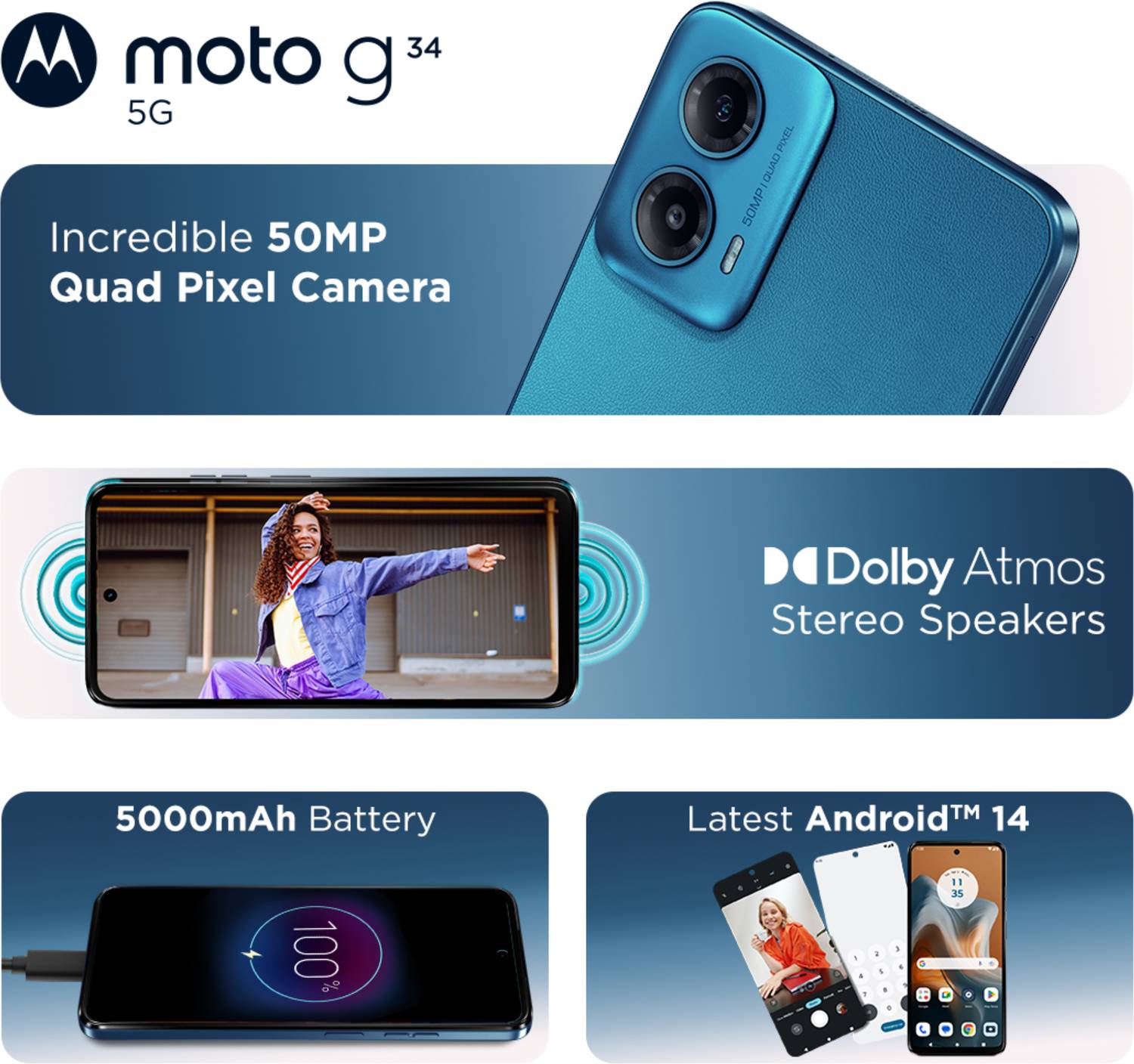 Motorola G34 5G 128GB Ocean Green - Image 5