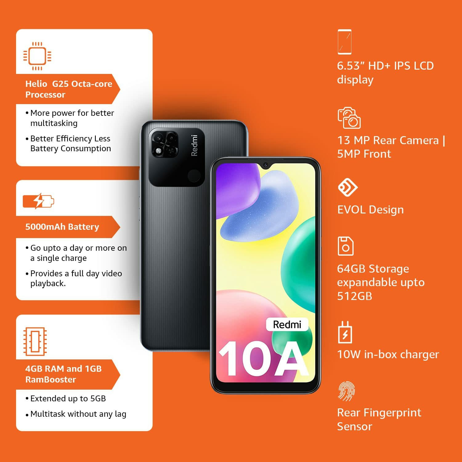Image of REDMI 10A (Charcoal Black, 64 GB)
