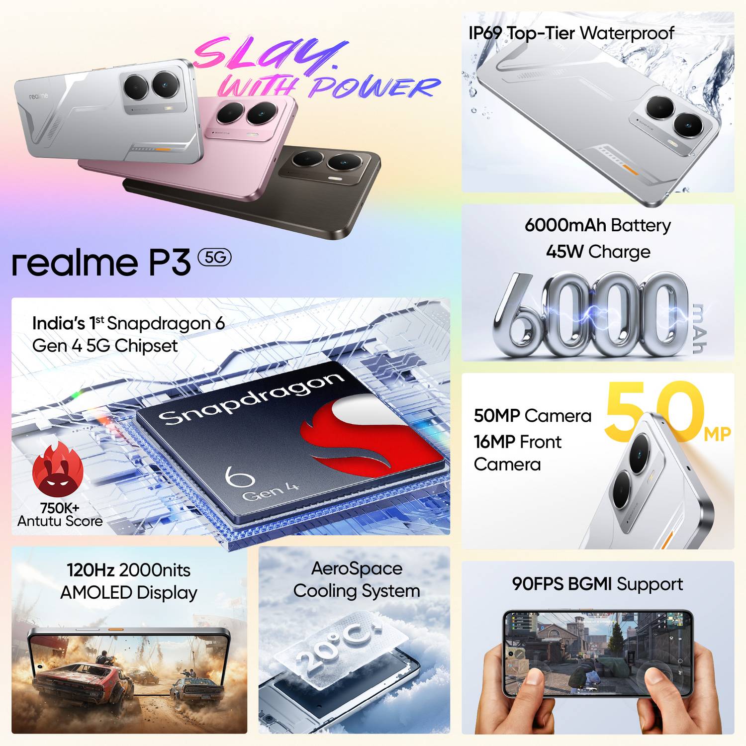 realme P3 5G 128GB Space Silver - Image 2