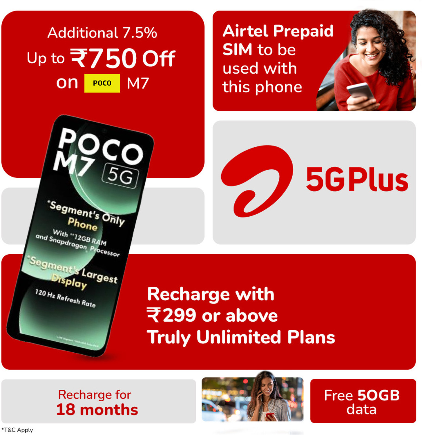 Image of POCO M7 5G - Locked with Airtel Prepaid (Mint Green, 128 GB)