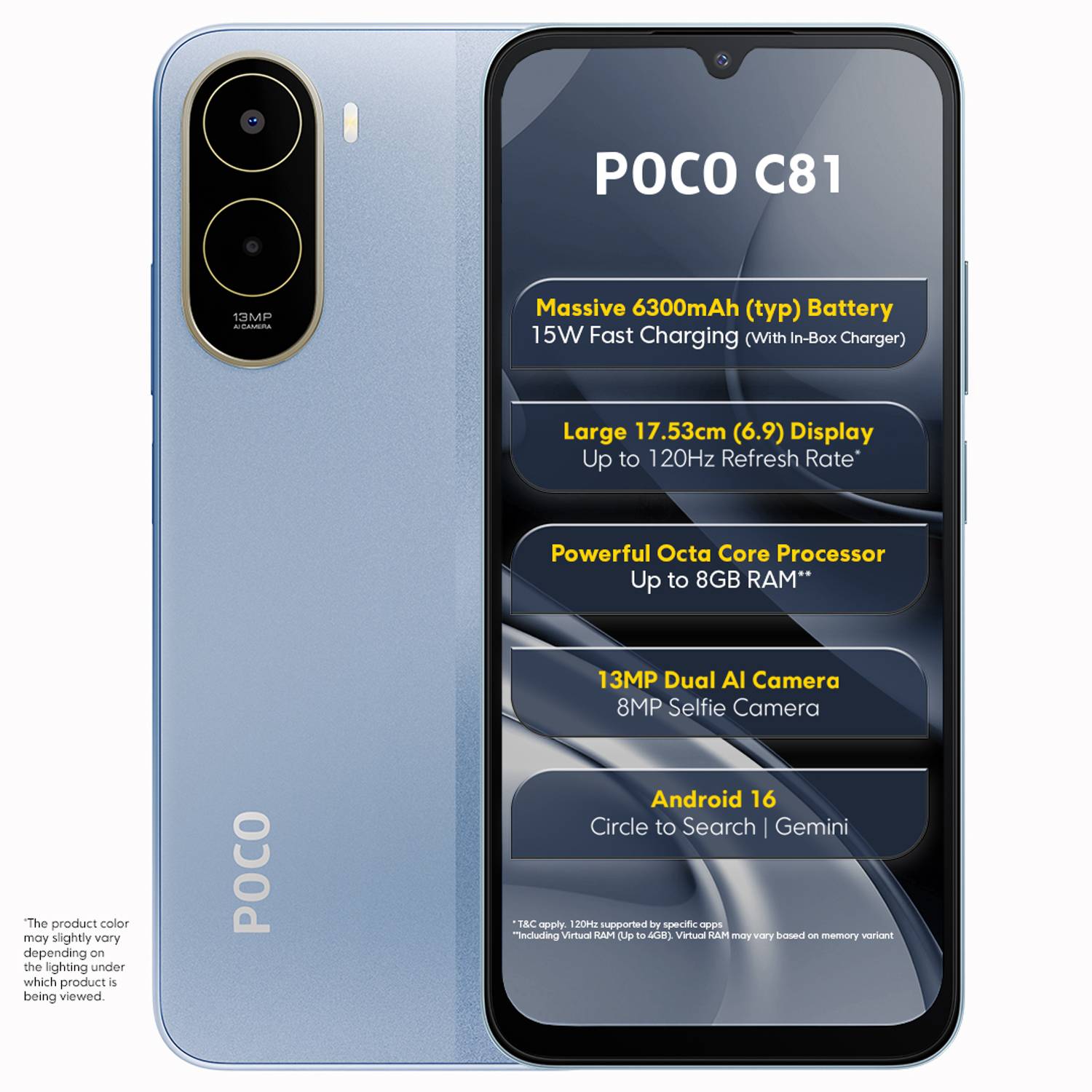 POCO C81 (Sky Blue, 64 GB) (4 GB RAM)