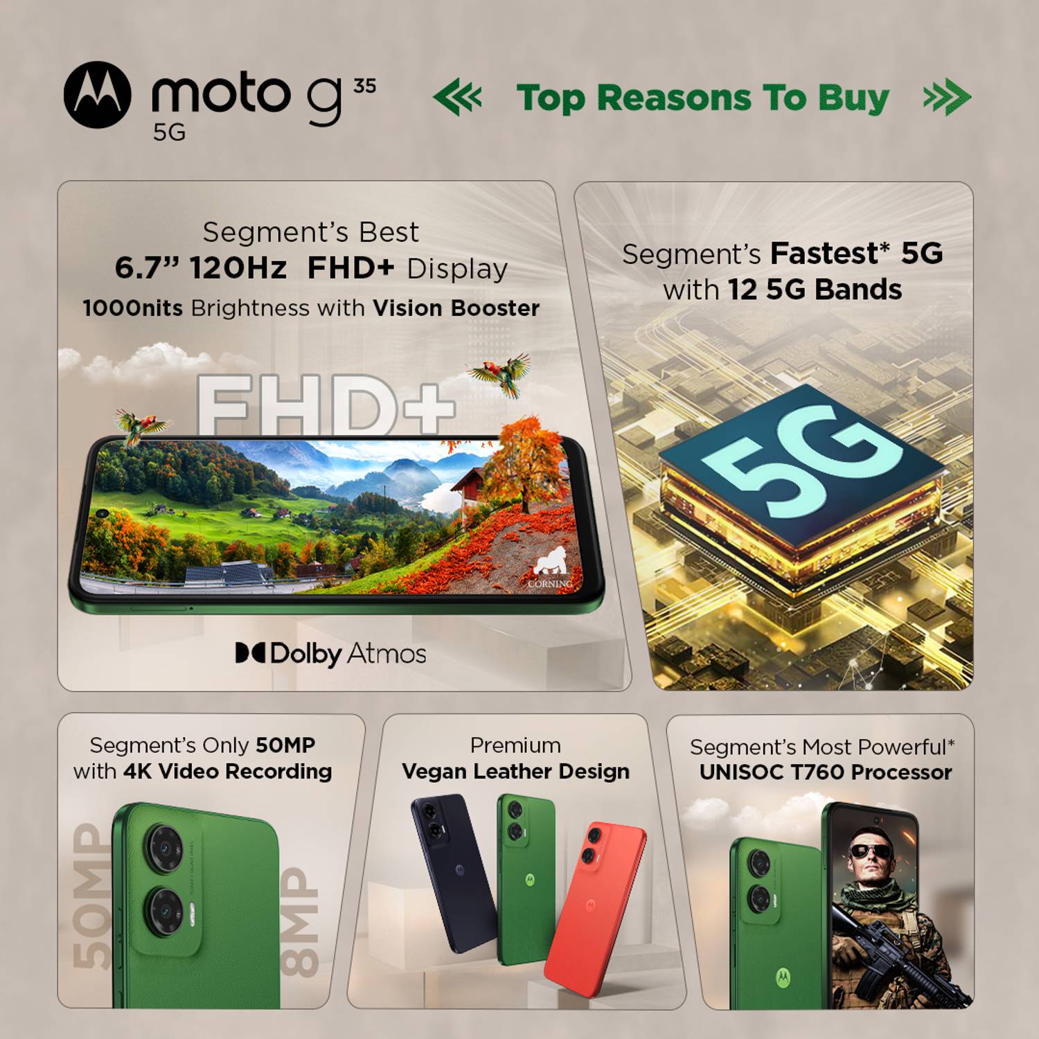Motorola g35 5G 128GB Leaf Green - Image 3
