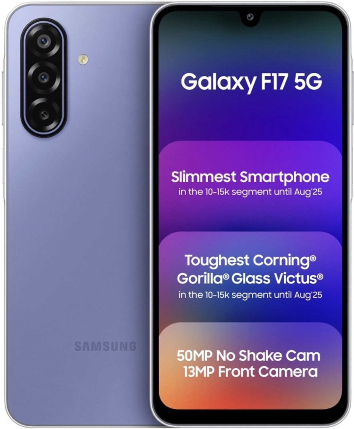 Image of Samsung Galaxy F17 5G (Voilet Pop 128GB) (4GB RAM) (Voilet poo, 128 GB)