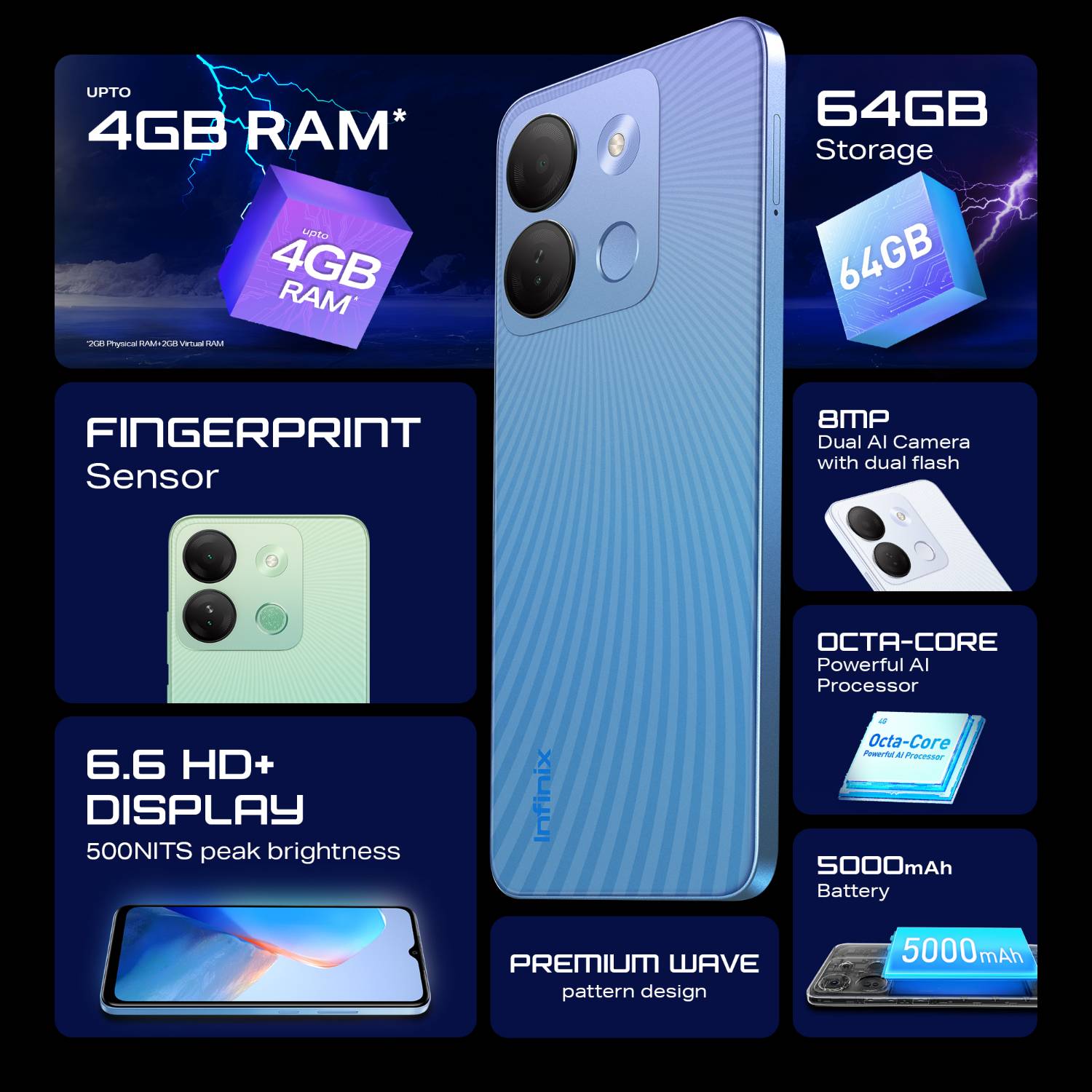 Infinix Smart 7 HD 64GB Silk Blue - Image 4