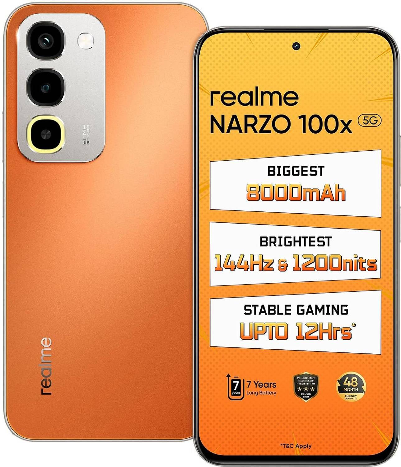 realme Narzo 100x 5G Flash Orange 128GB - Image 3
