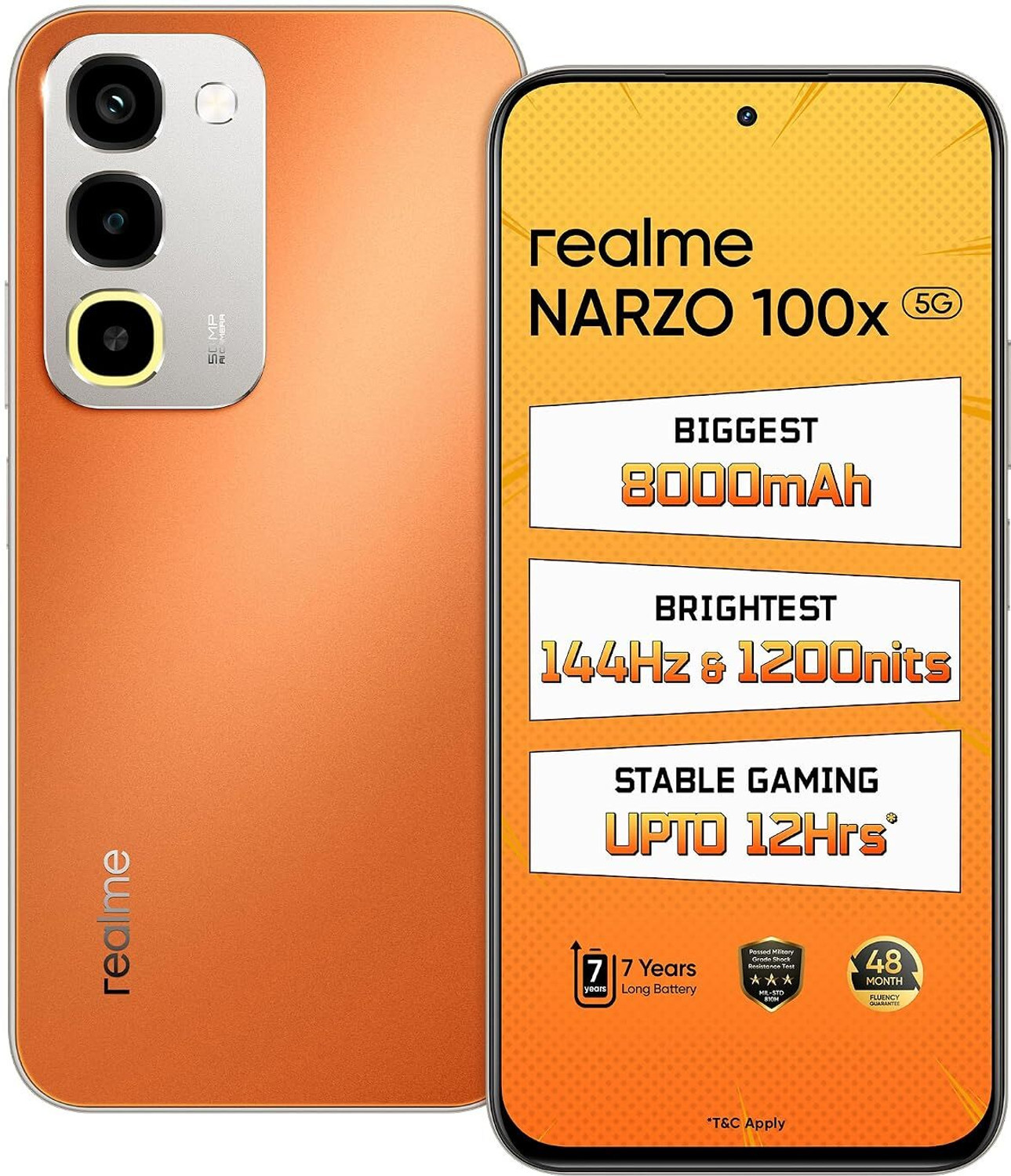 Image of realme Narzo 100x 5g (Flash Orange, 256 GB)