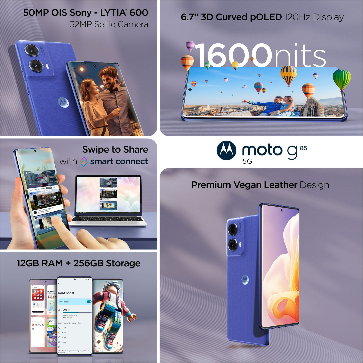 Image of Motorola G85 5G (Cobalt Blue, 256 GB)