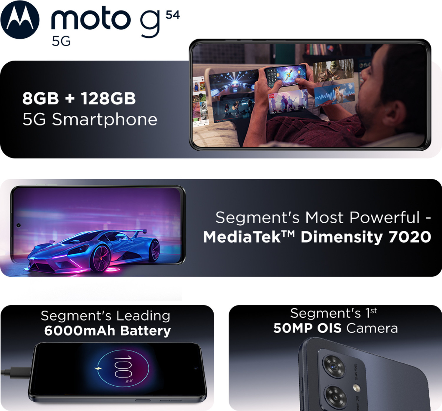Image of Motorola g54 5G (Midnight Blue, 128 GB)