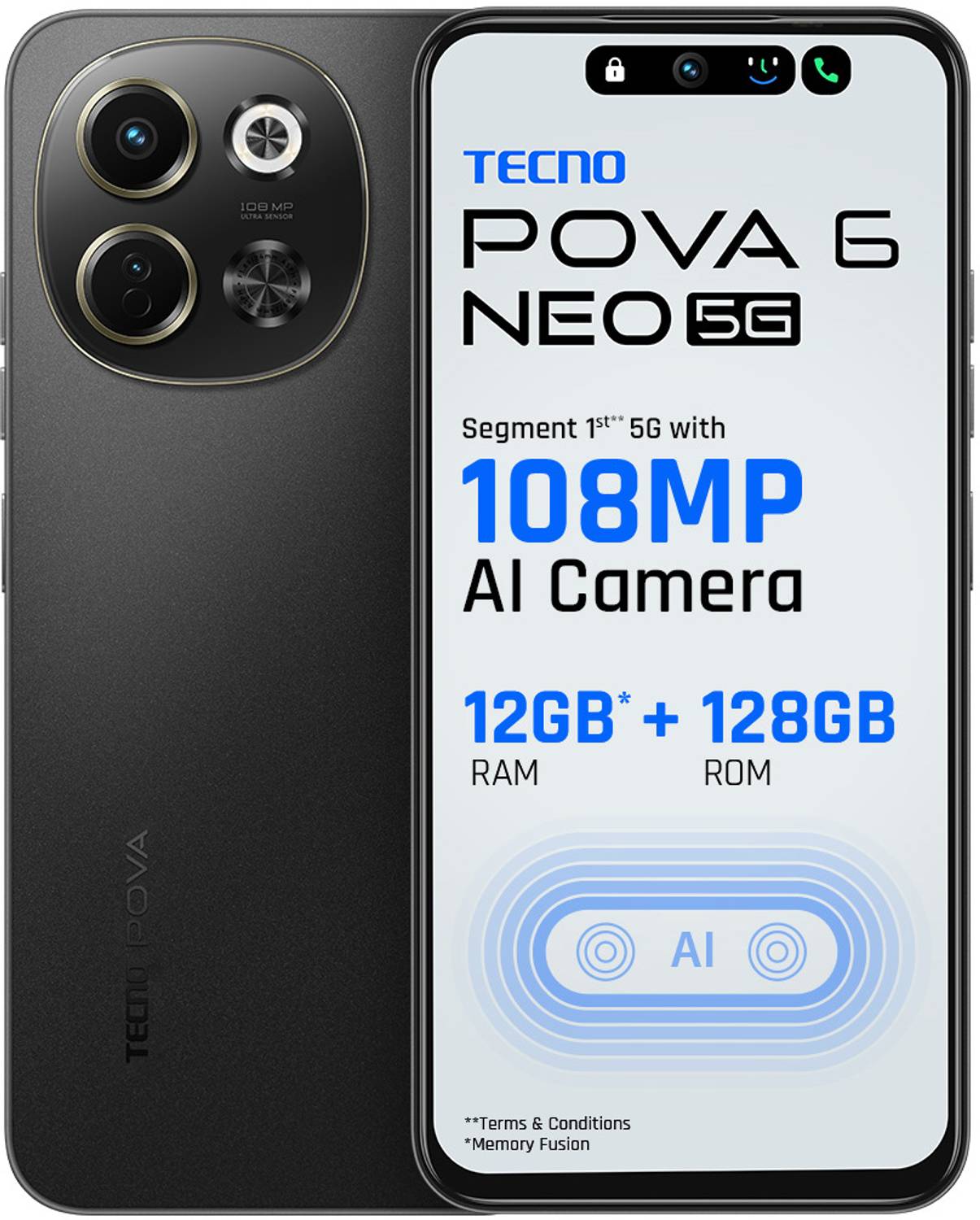 Tecno Pova 6 Neo 5G 128GB Midnight Shadow - Image 1