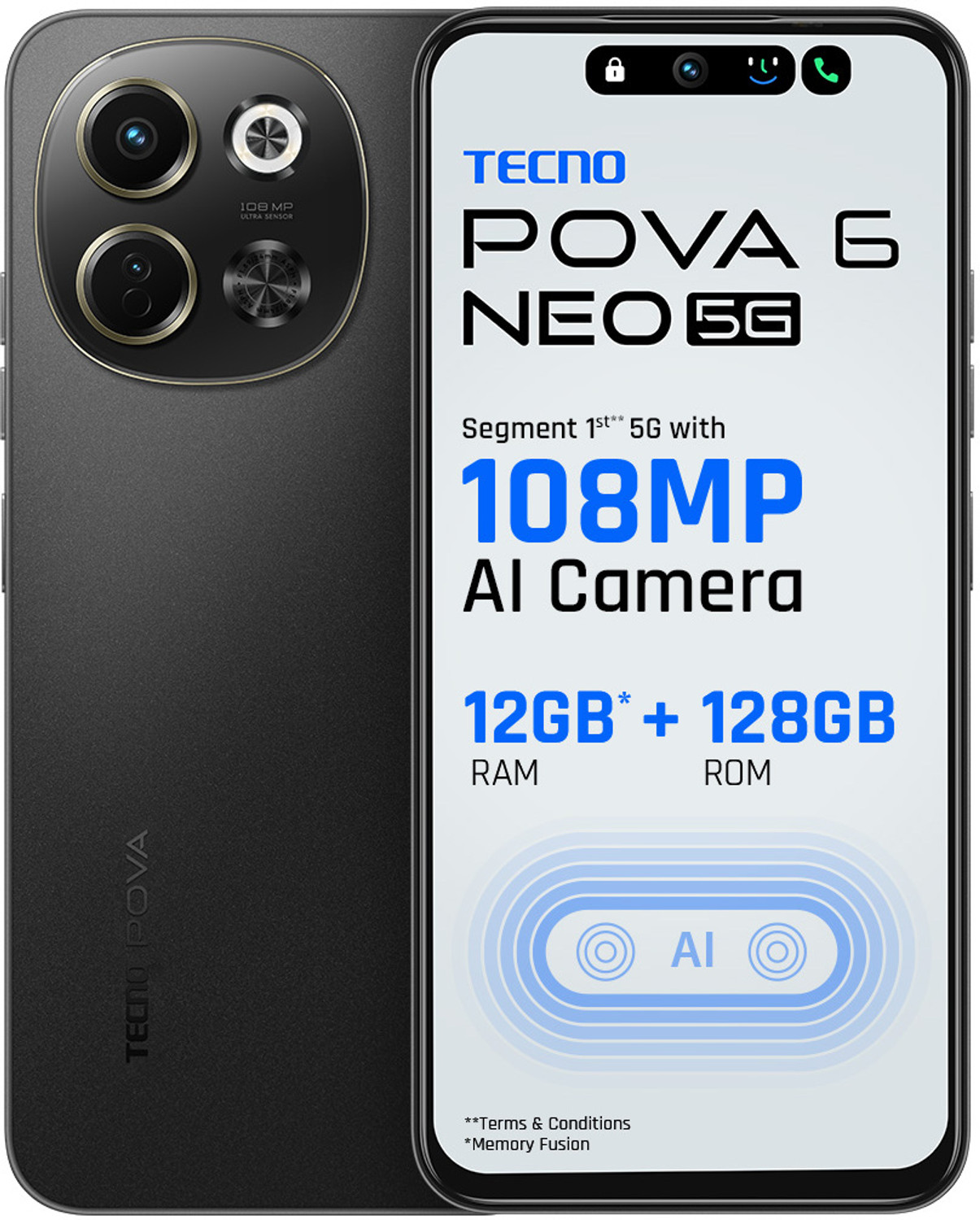 Image of Tecno Pova 6 Neo 5G (Midnight Shadow, 128 GB)