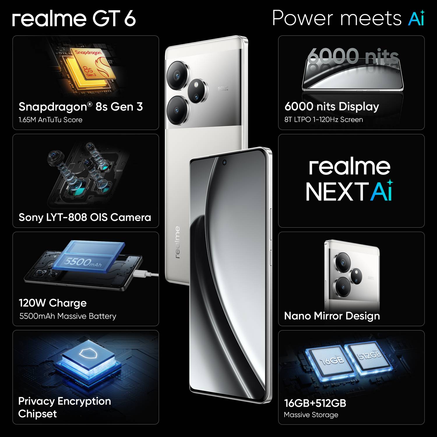 realme GT 6 512GB Fluid Silver - Image 2