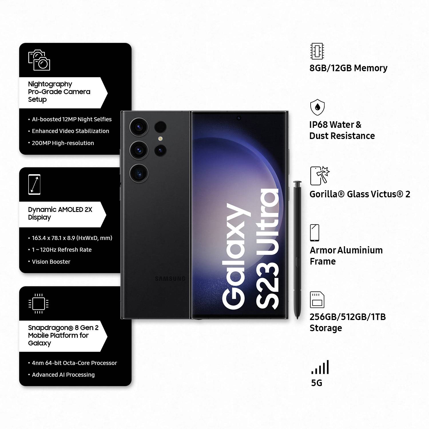 Samsung Galaxy S23 Ultra 5G 512GB Phantom Black - Image 5