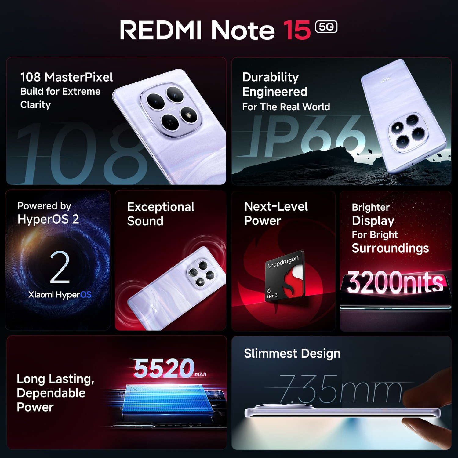 Image of REDMI Note 15 5G (Mist Purple, 256 GB)