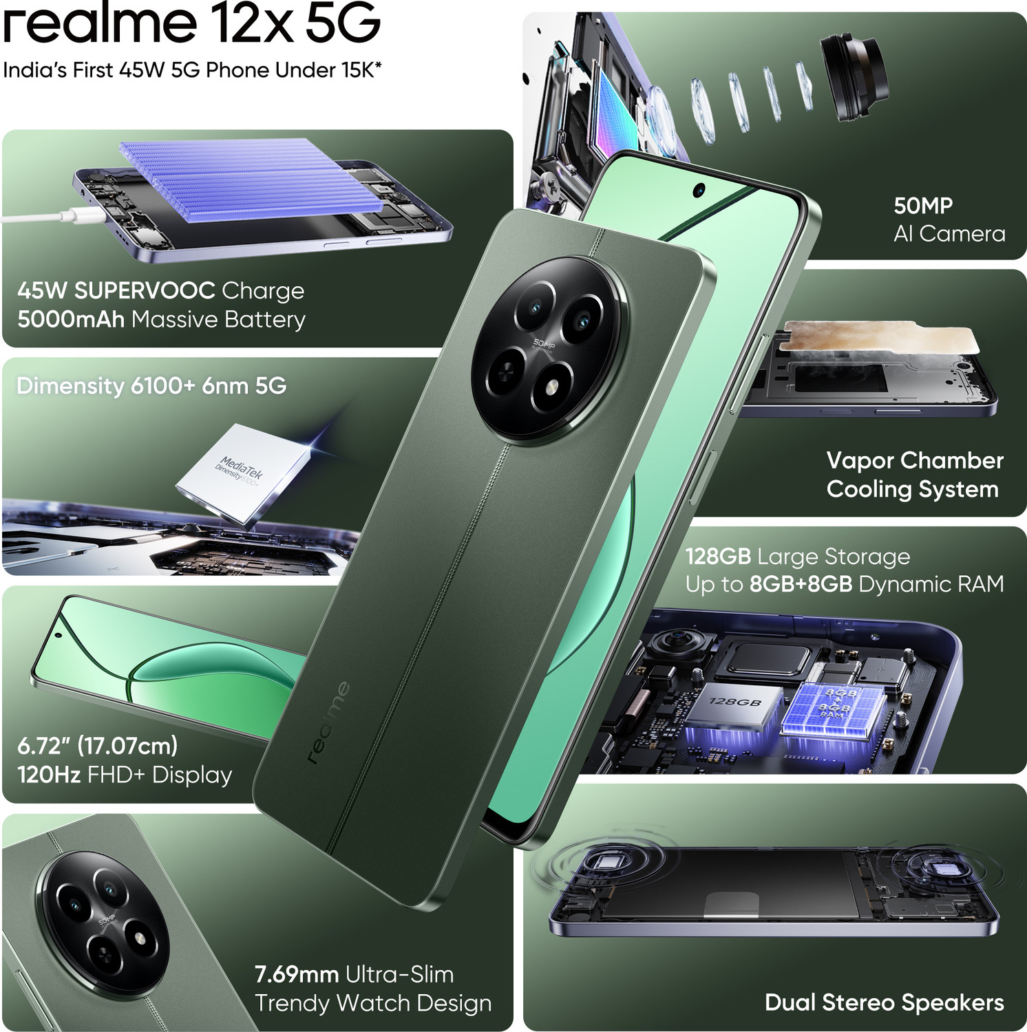 Image of realme 12x 5G (Woodland Green, 128 GB)