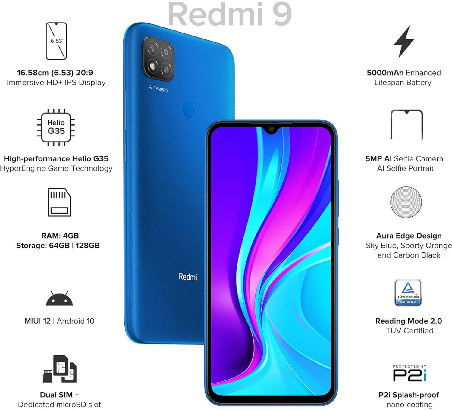 Image of Redmi 9 (Sky Blue, 128 GB)