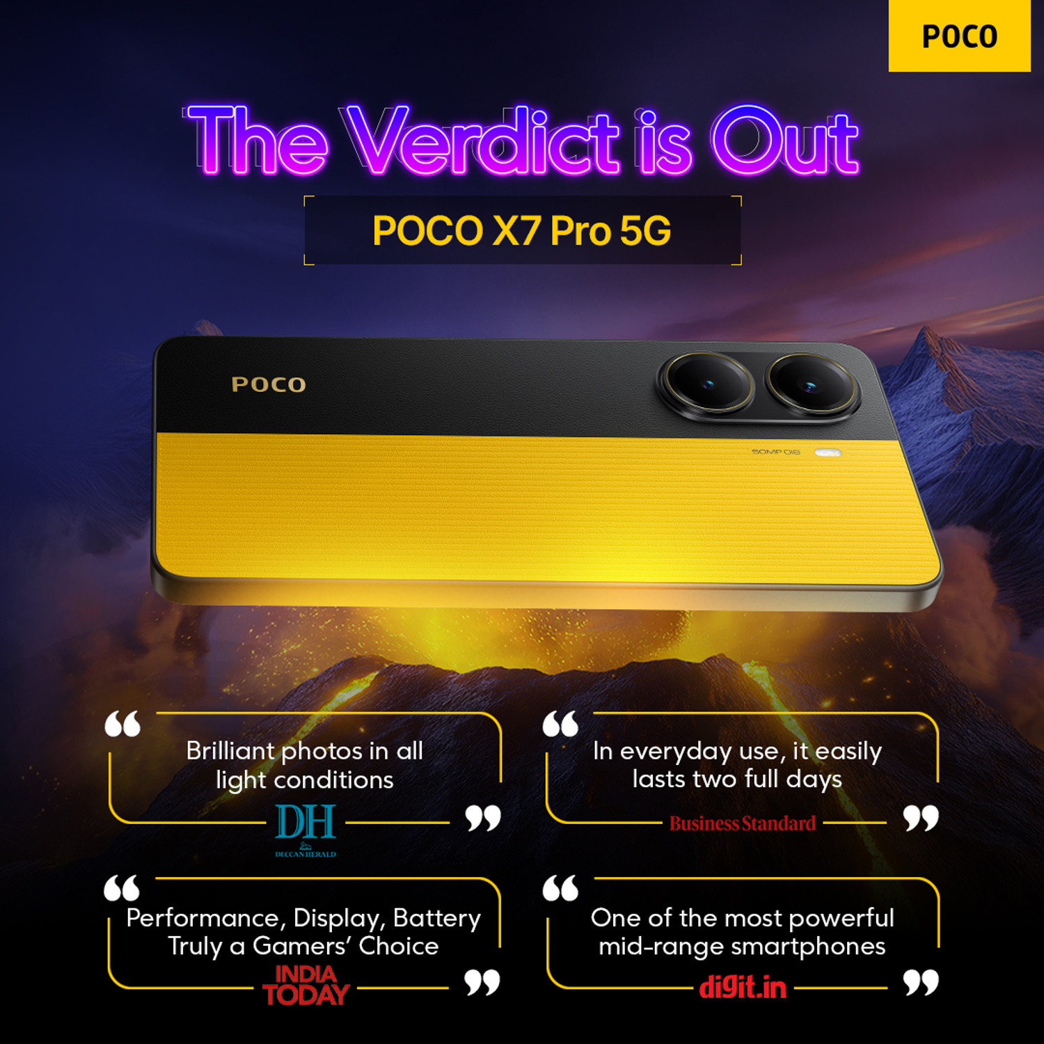 Image of POCO X7 Pro 5G (Yellow, 256 GB)