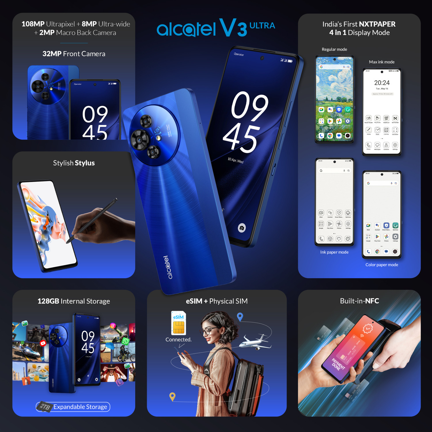 Image of Alcatel V3 Ultra 5G (Hyper Blue, 128 GB)