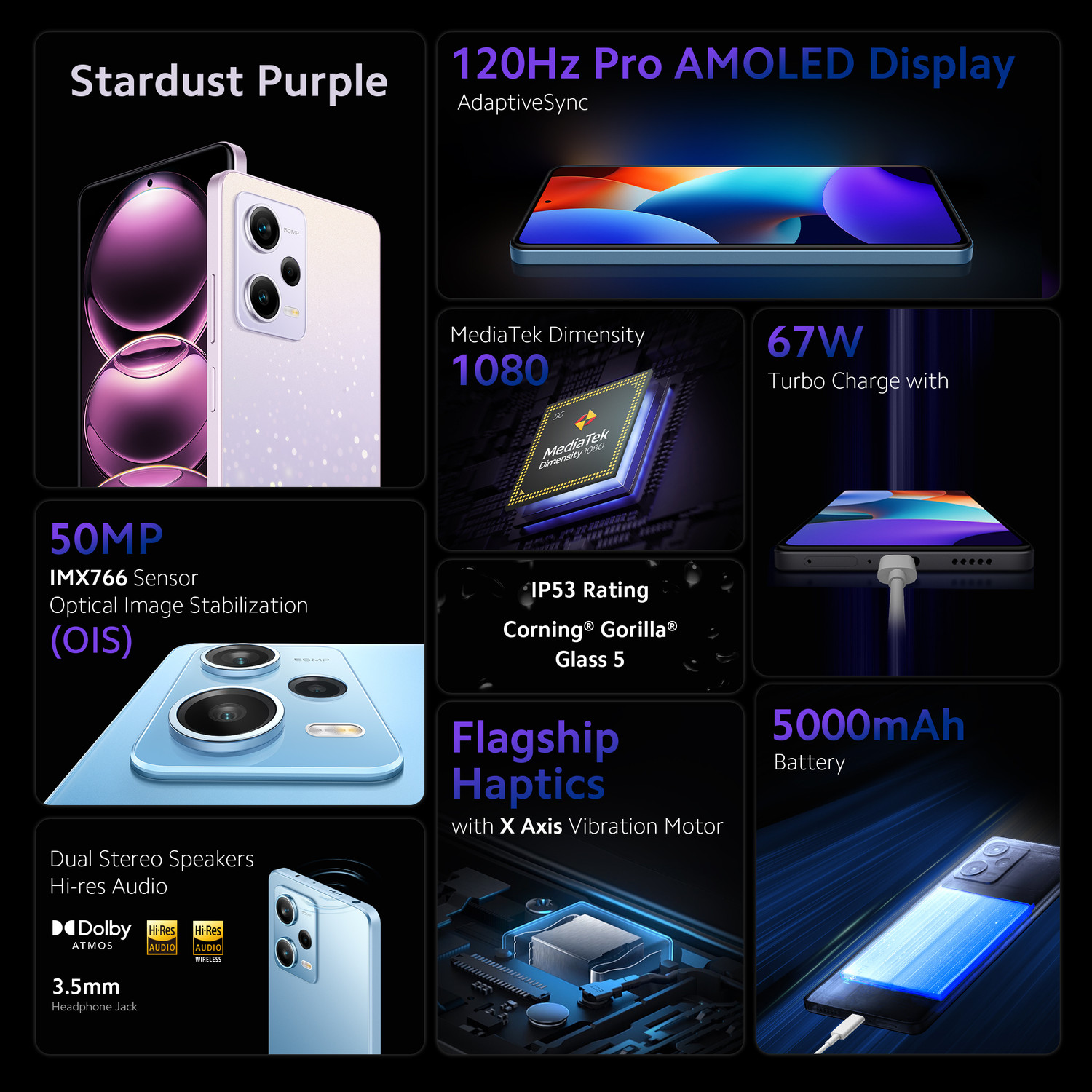 Image of REDMI Note 12 Pro 5G (Stardust Purple, 256 GB)