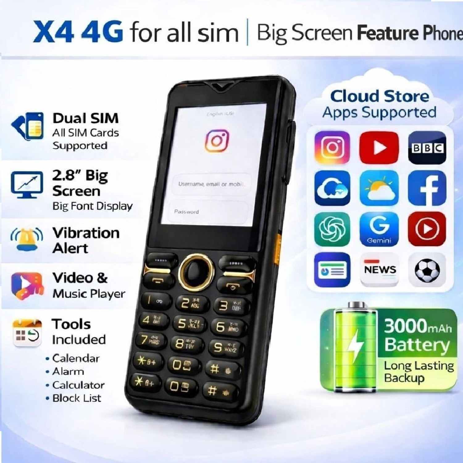 Image of leysky jmax 4g X4 Keypad Phone