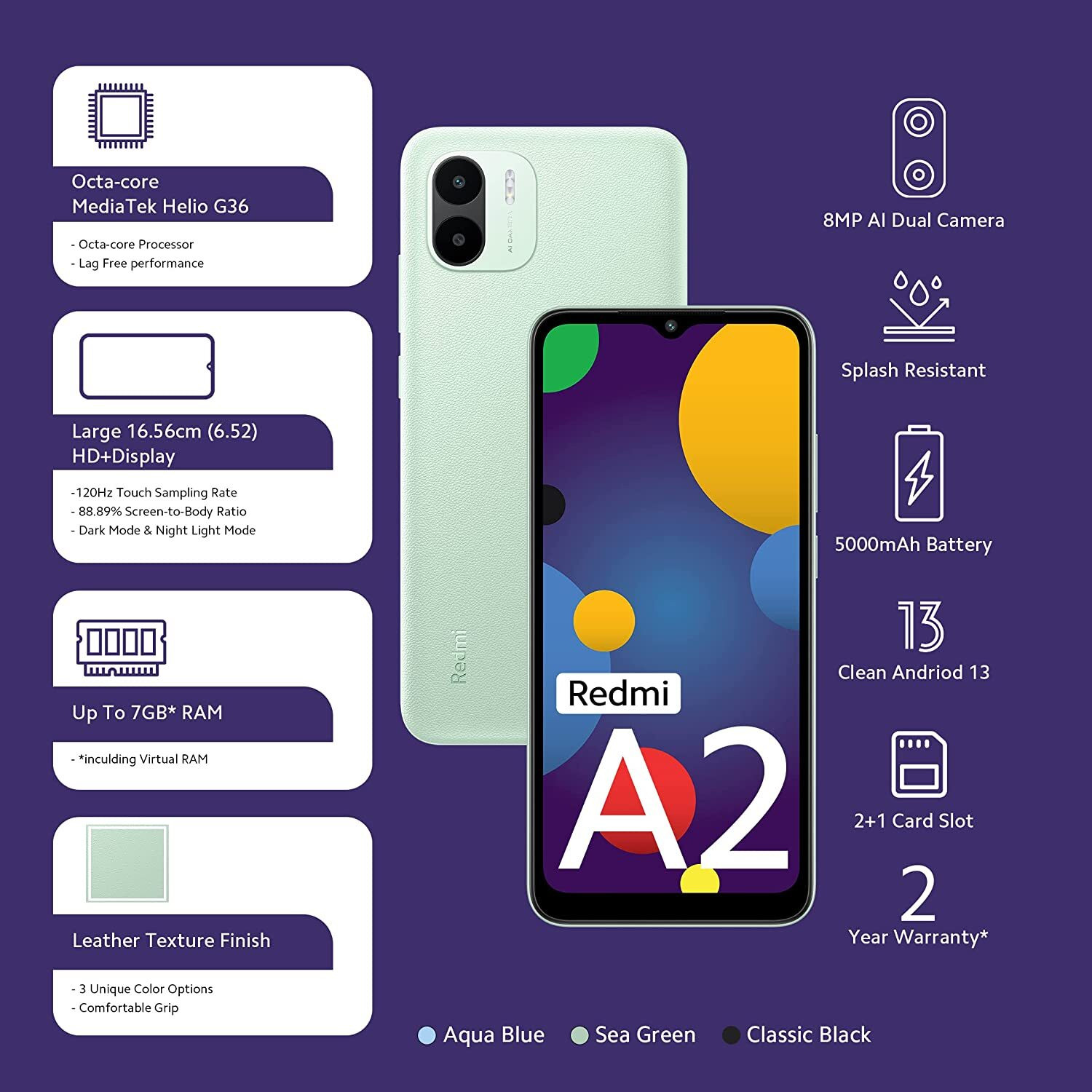 Image of REDMI A2 (Aqua Blue, 32 GB)