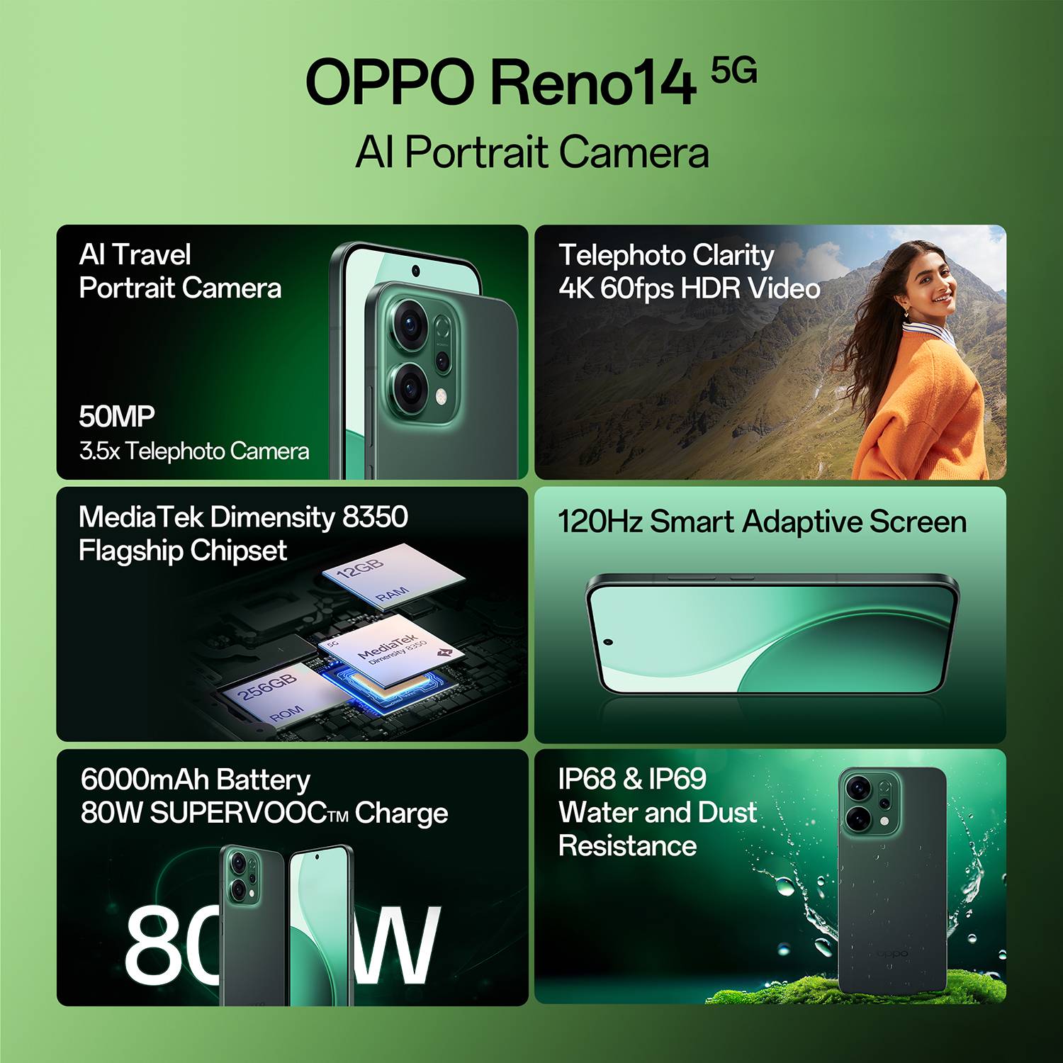 OPPO Reno14 5G 256GB Forest Green - Image 3