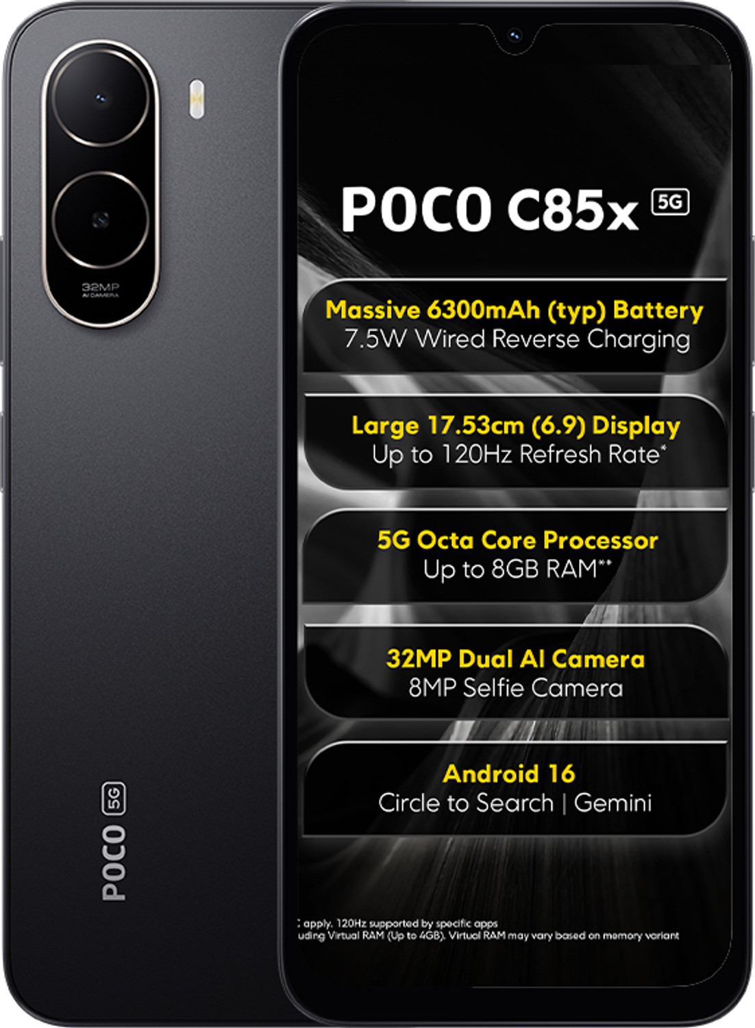 Image of POCO C85x (Elite Black, 128 GB)