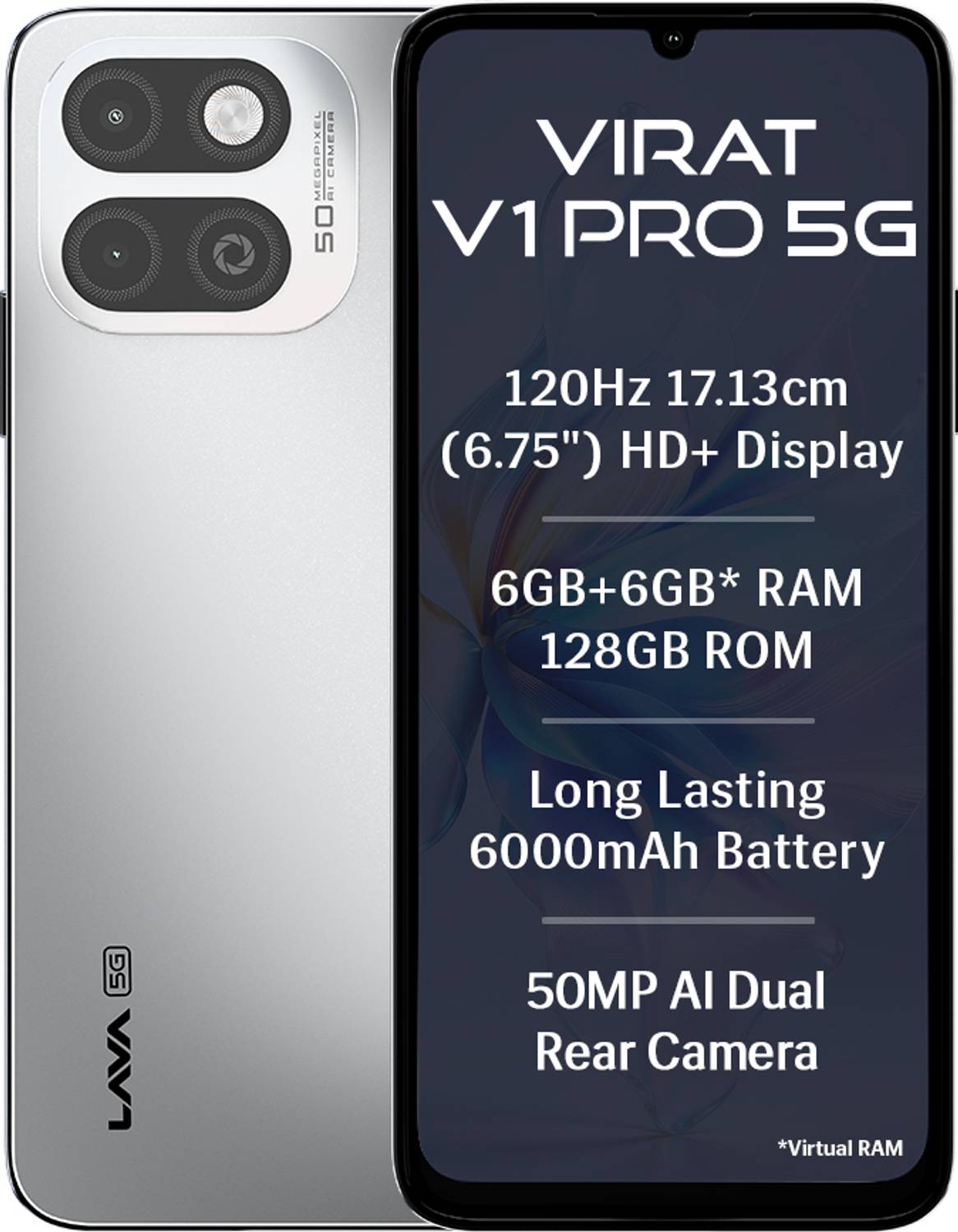 LAVA Virat V1 Pro 5G 128GB Spiti Frost - Image 1