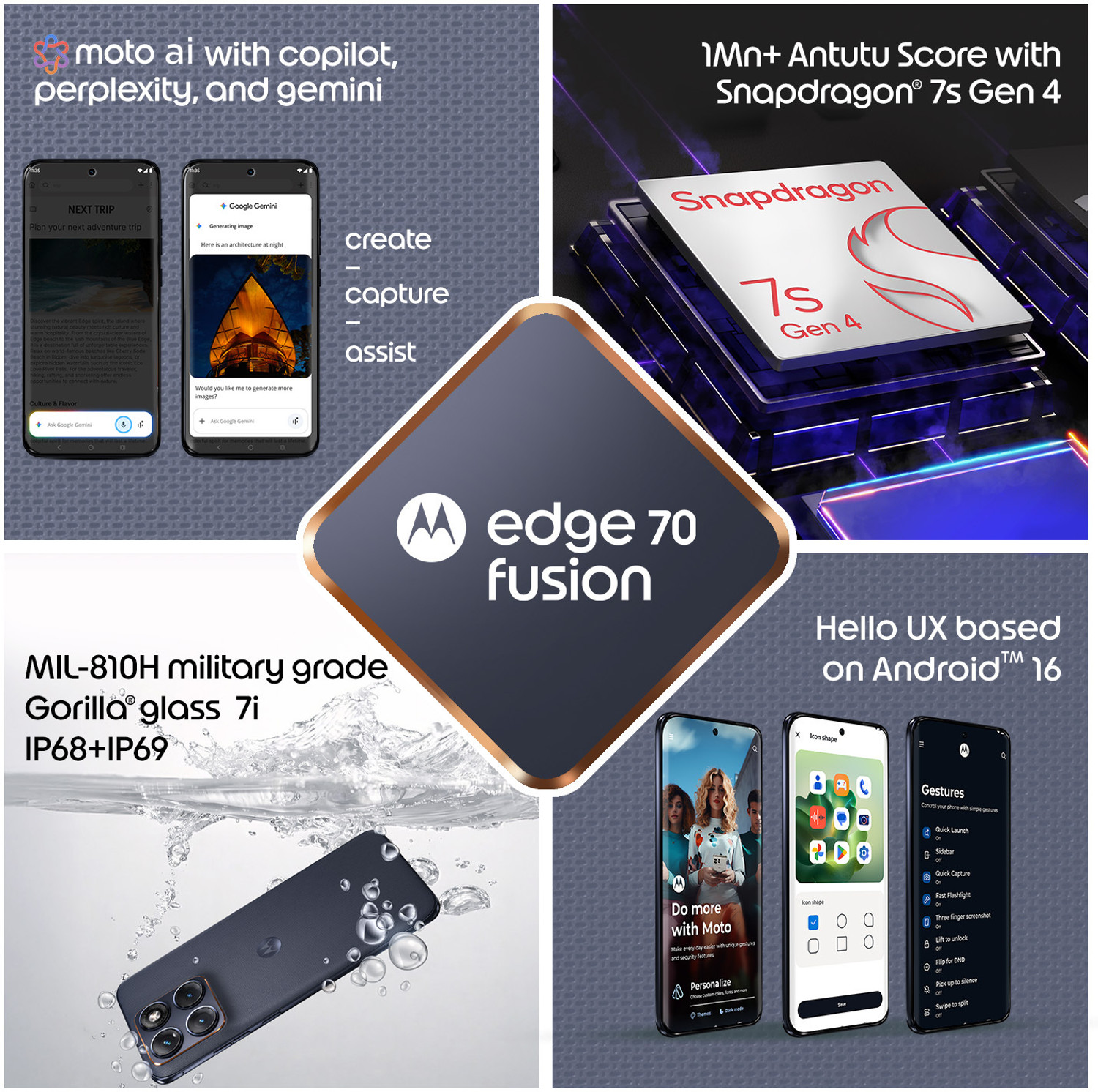 Image of MOTOROLA Edge 70 Fusion (Pantone SILHOUETTE, 256 GB)
