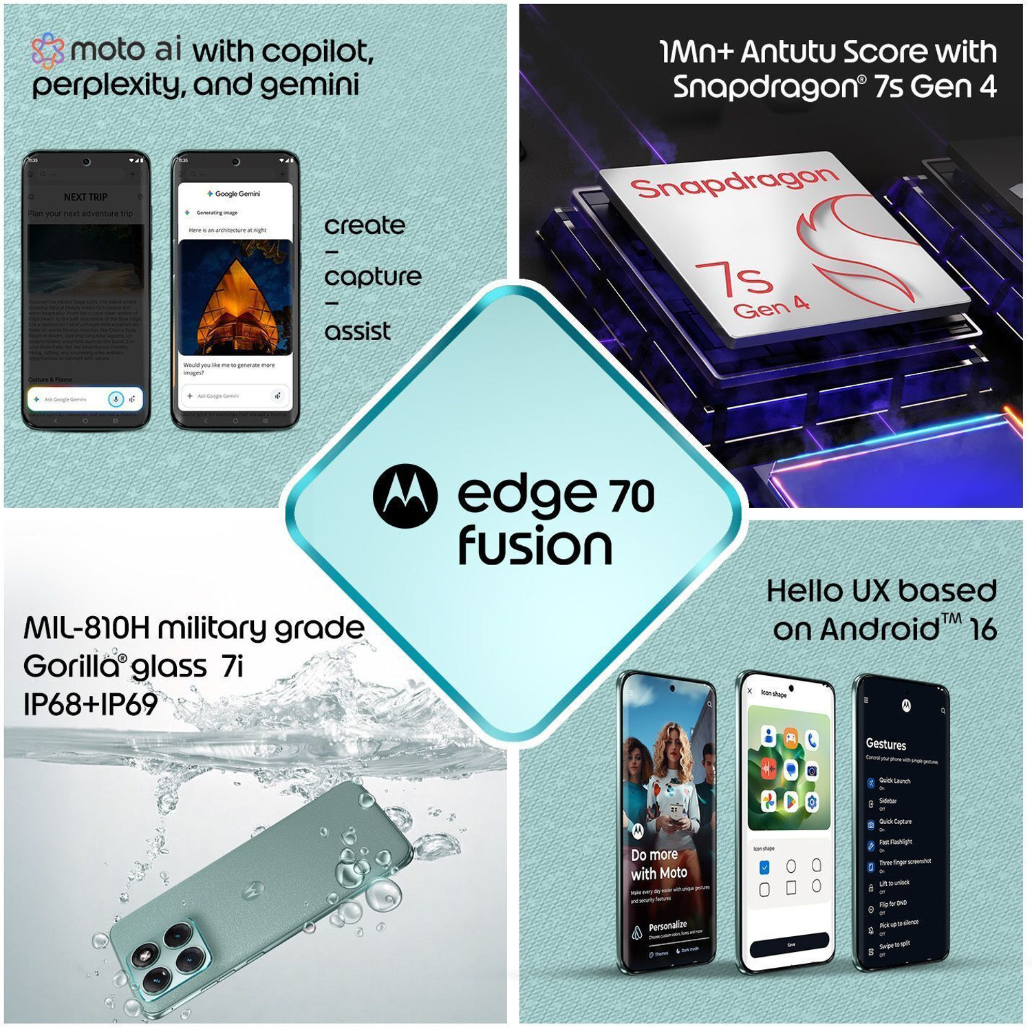 Image of MOTOROLA Edge 70 Fusion Snapdragon (Pantone BLUE SURF, 256 GB)