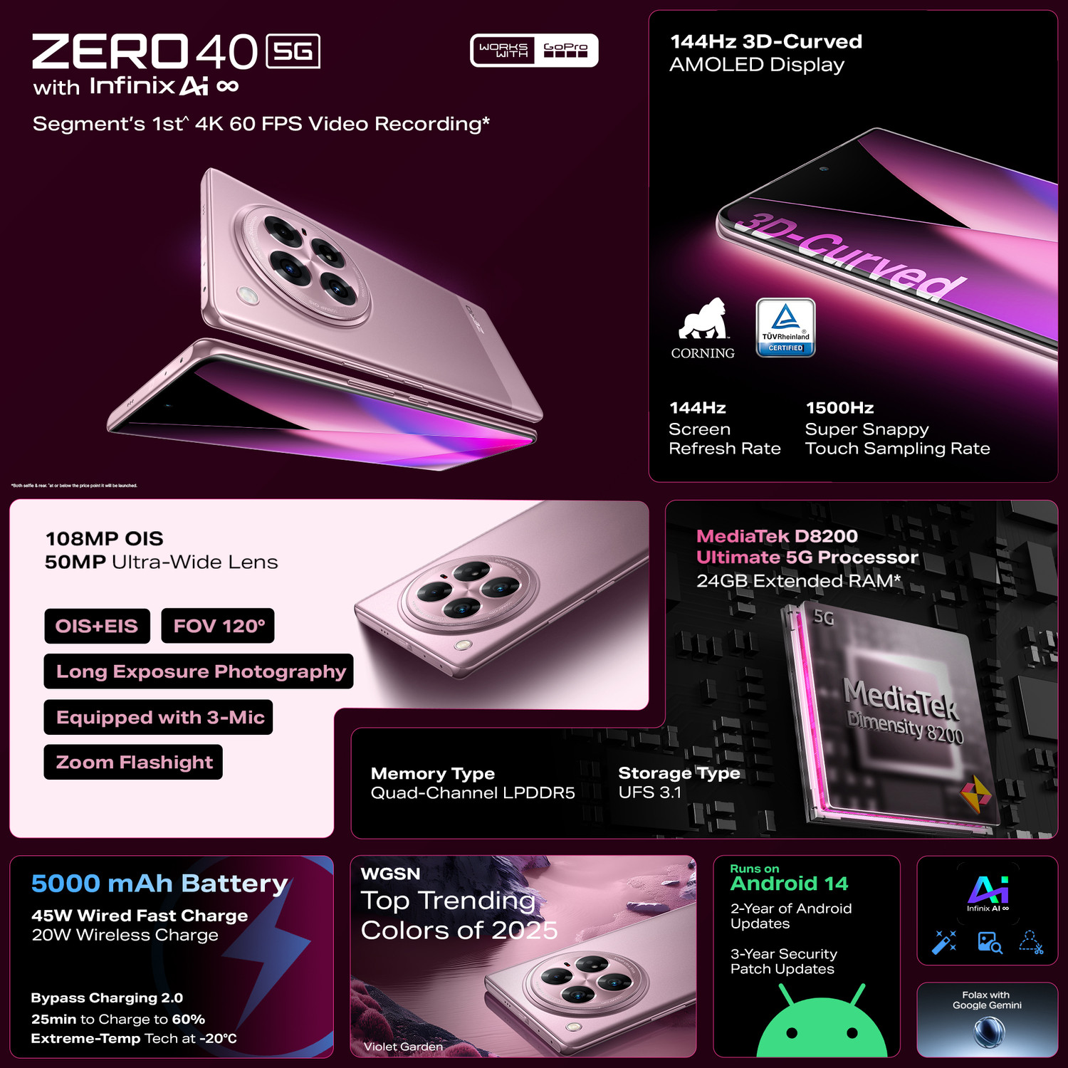 Image of Infinix Zero 40 5G (Moving Titanium, 256 GB)