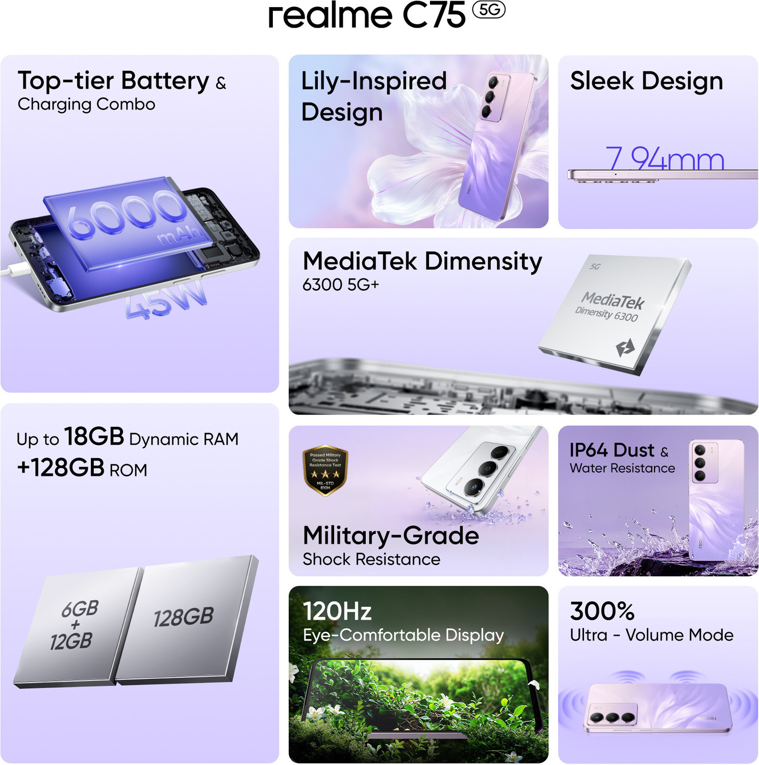 Image of realme C75 5G (Purple Blossom, 128 GB)
