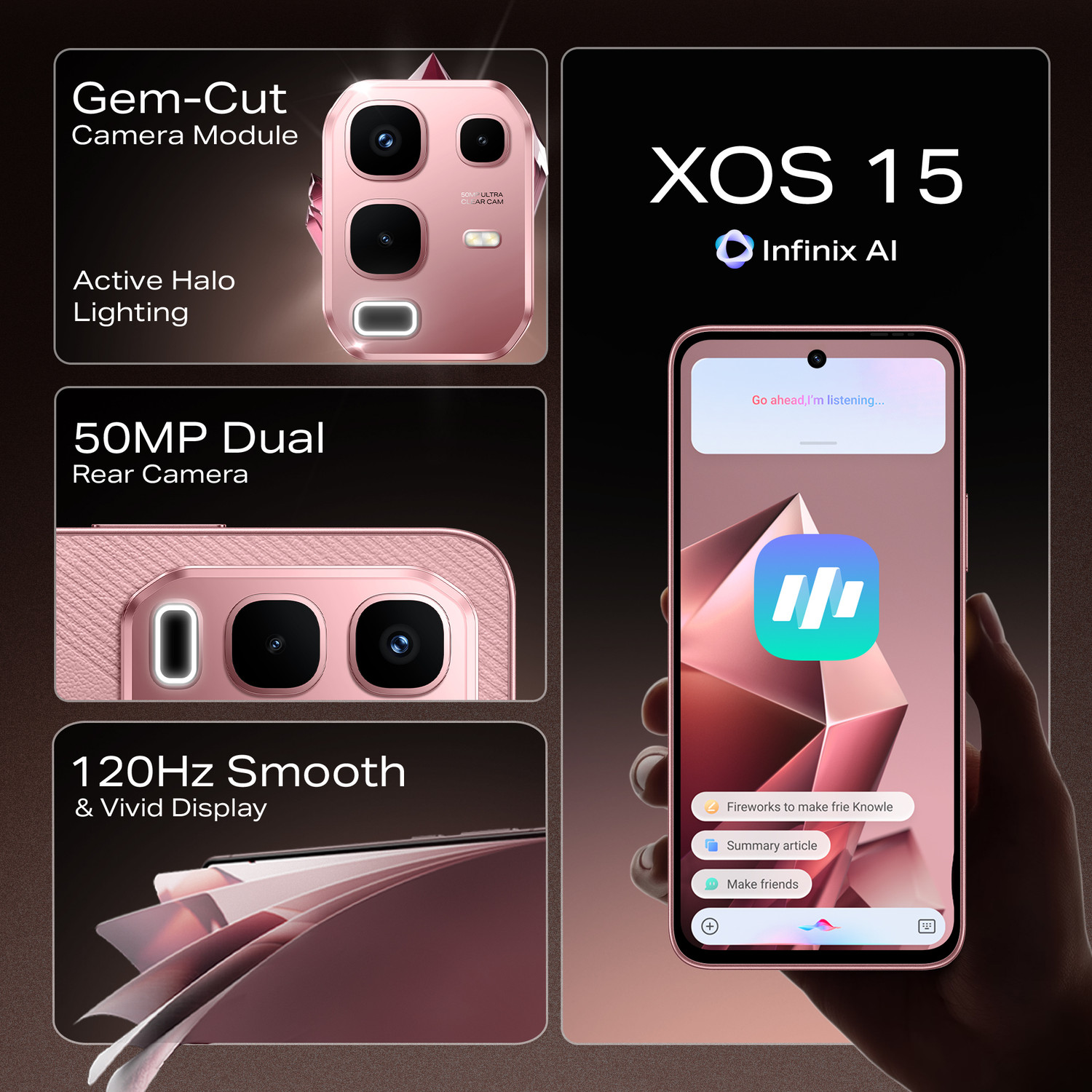 Image of Infinix Note 50x 5G+ 45W Charger In the Box & AI (Sunset Spice Pink, 128 GB)